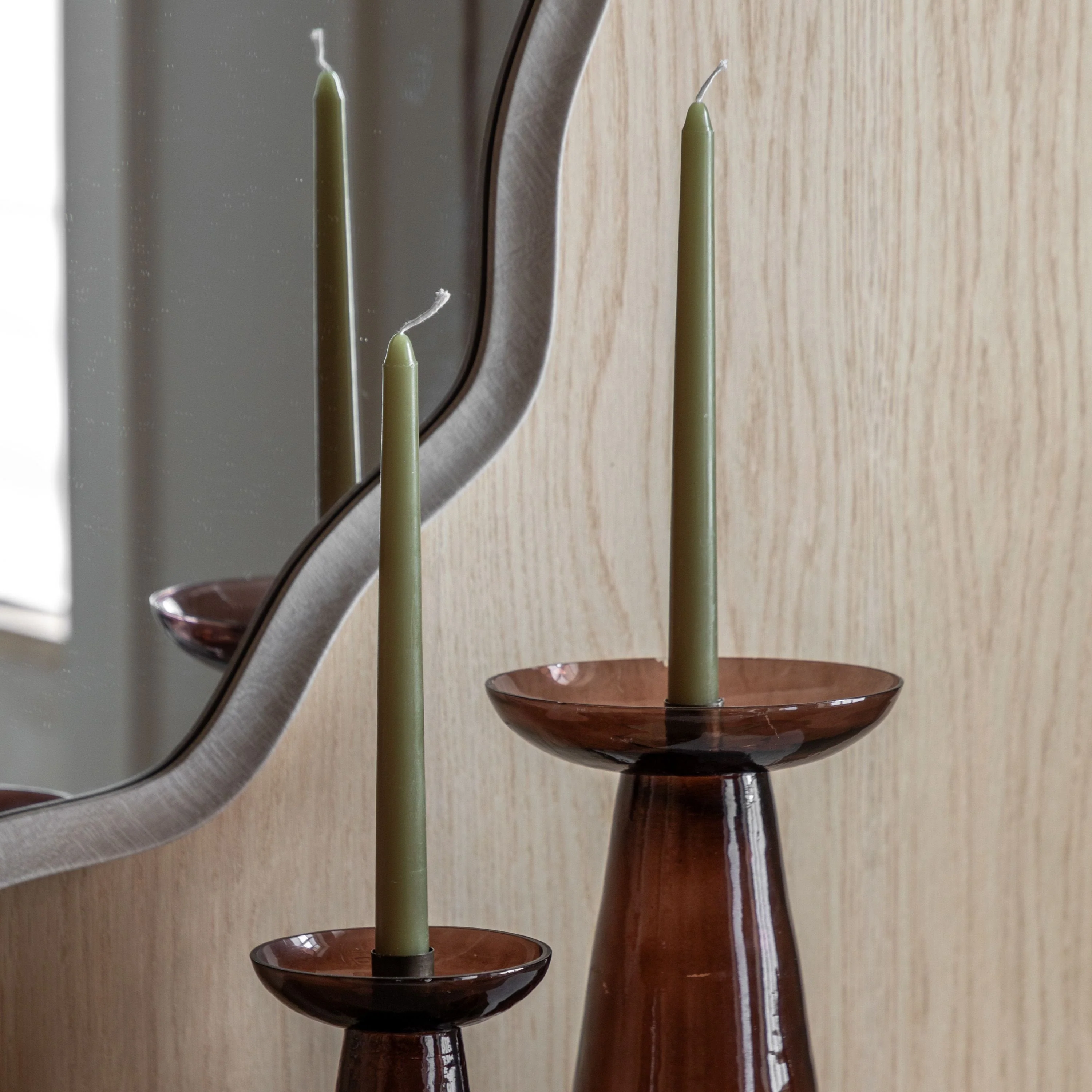 Tapered Dinner Candles Olive 8pk - Image 3