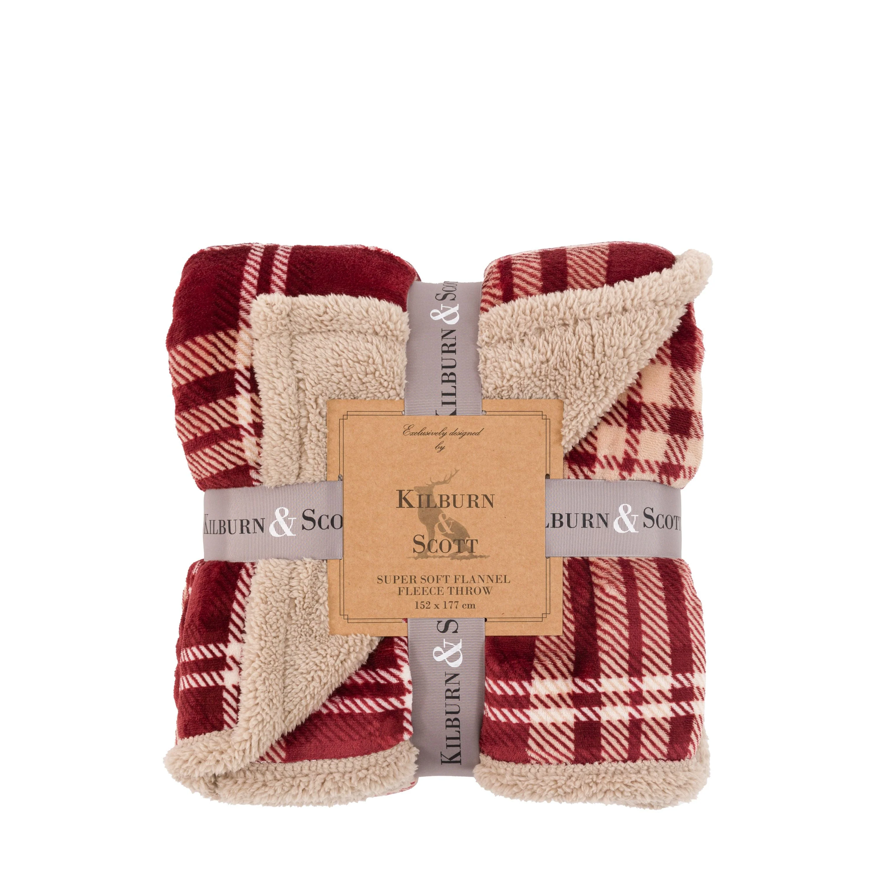Tartan Sherpa Throw Mulberry - Image 4