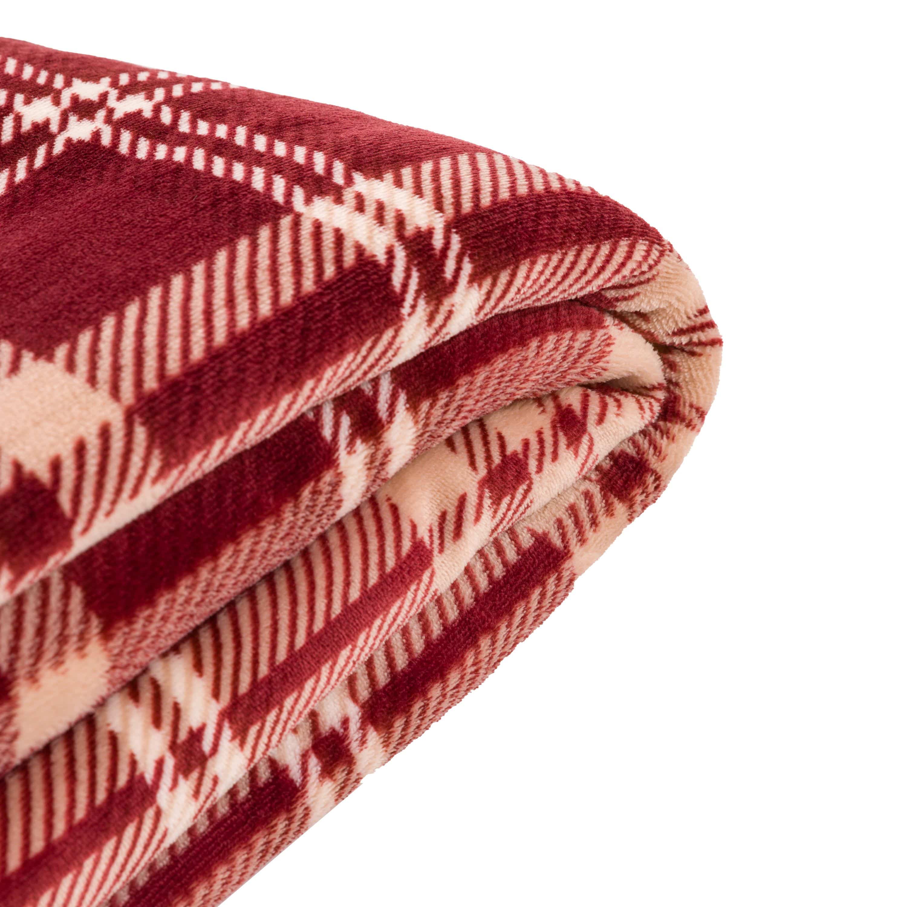 Tartan Sherpa Throw Mulberry - Image 7