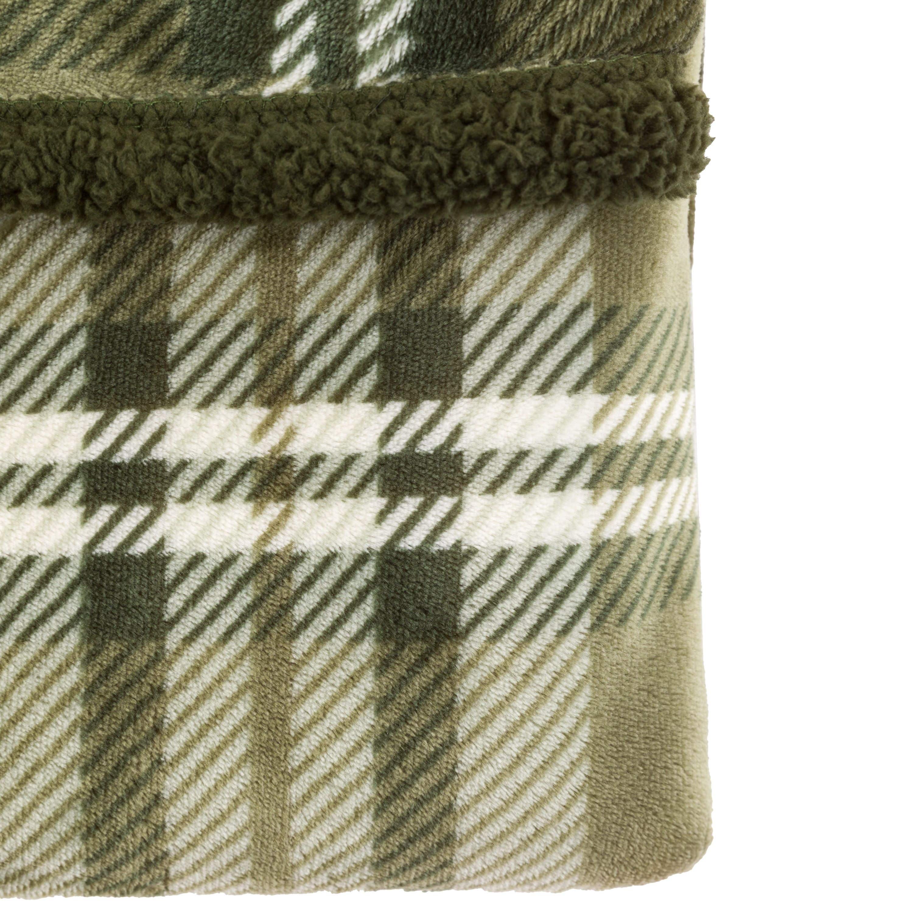 Tartan Sherpa Throw Olive - Image 6