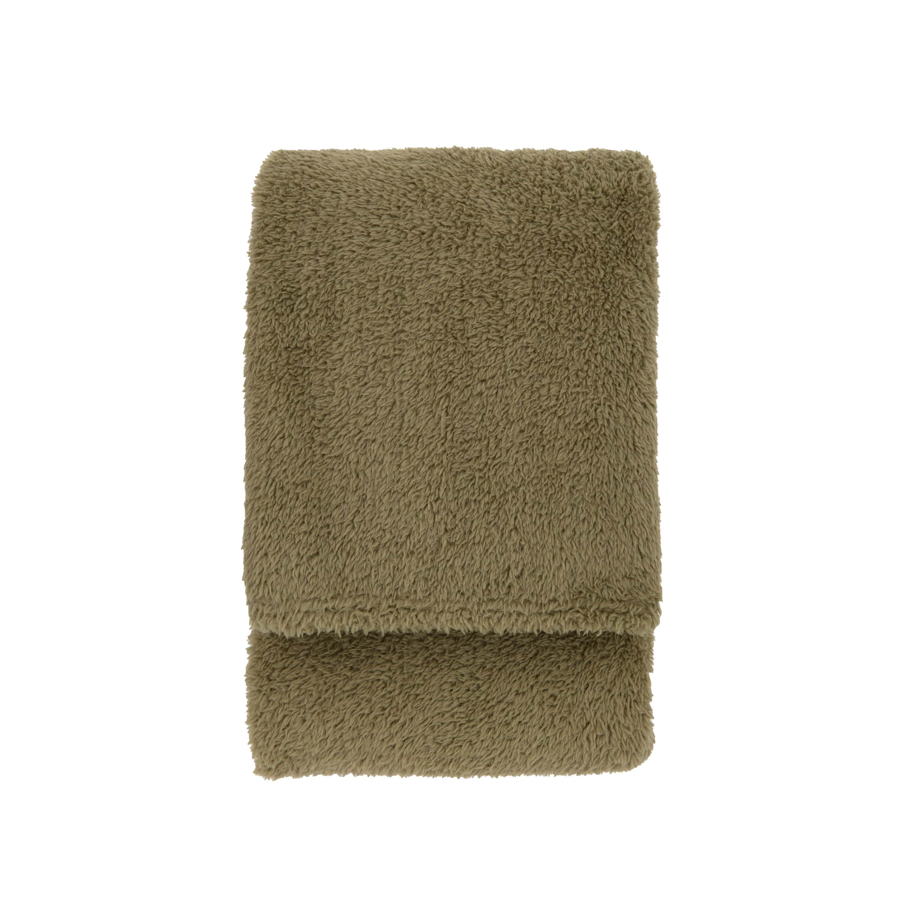 Teddy Fleece Throw Olive - Image 4