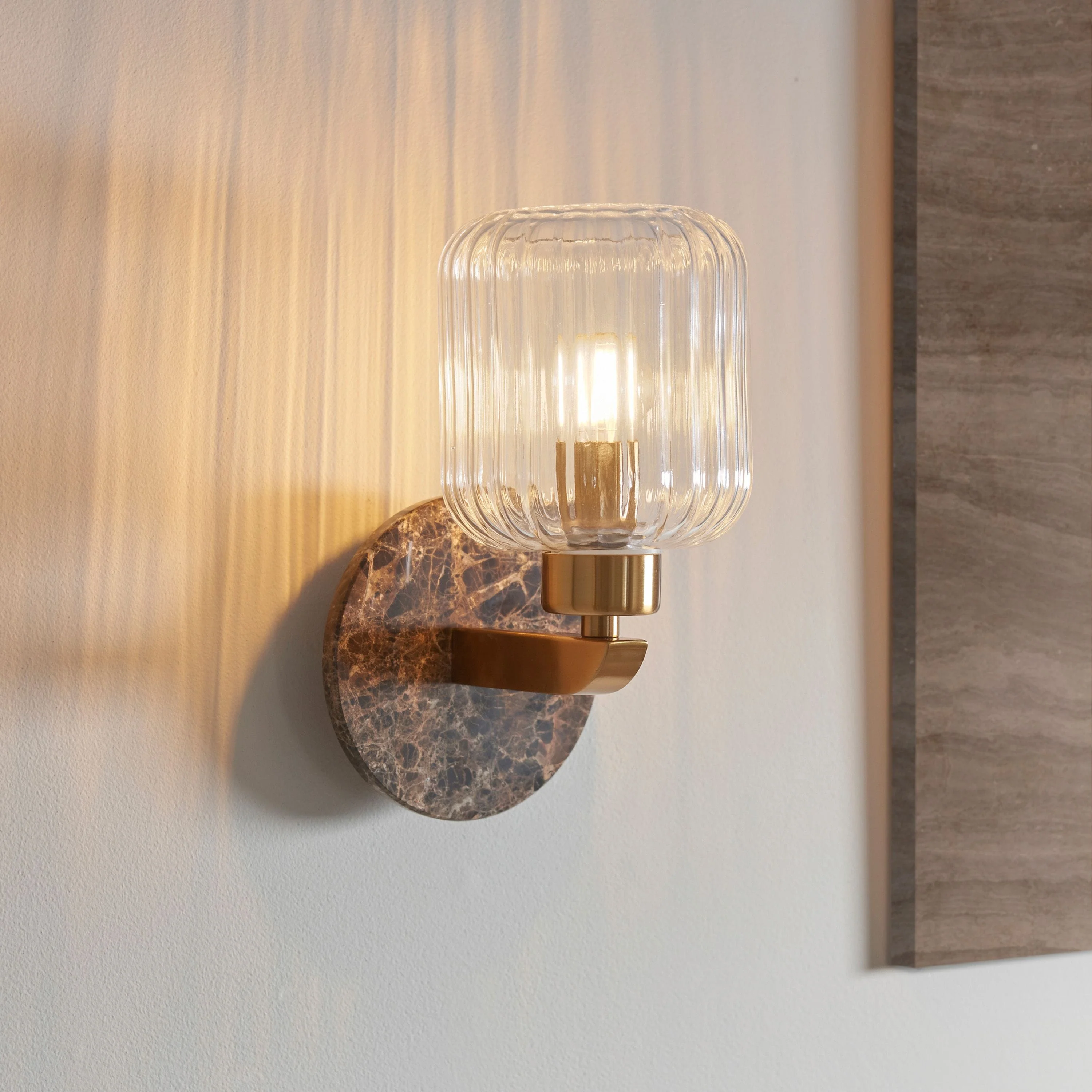 Travi Ribbed Wall Light Drk Brown Emperador Marble - Image 2