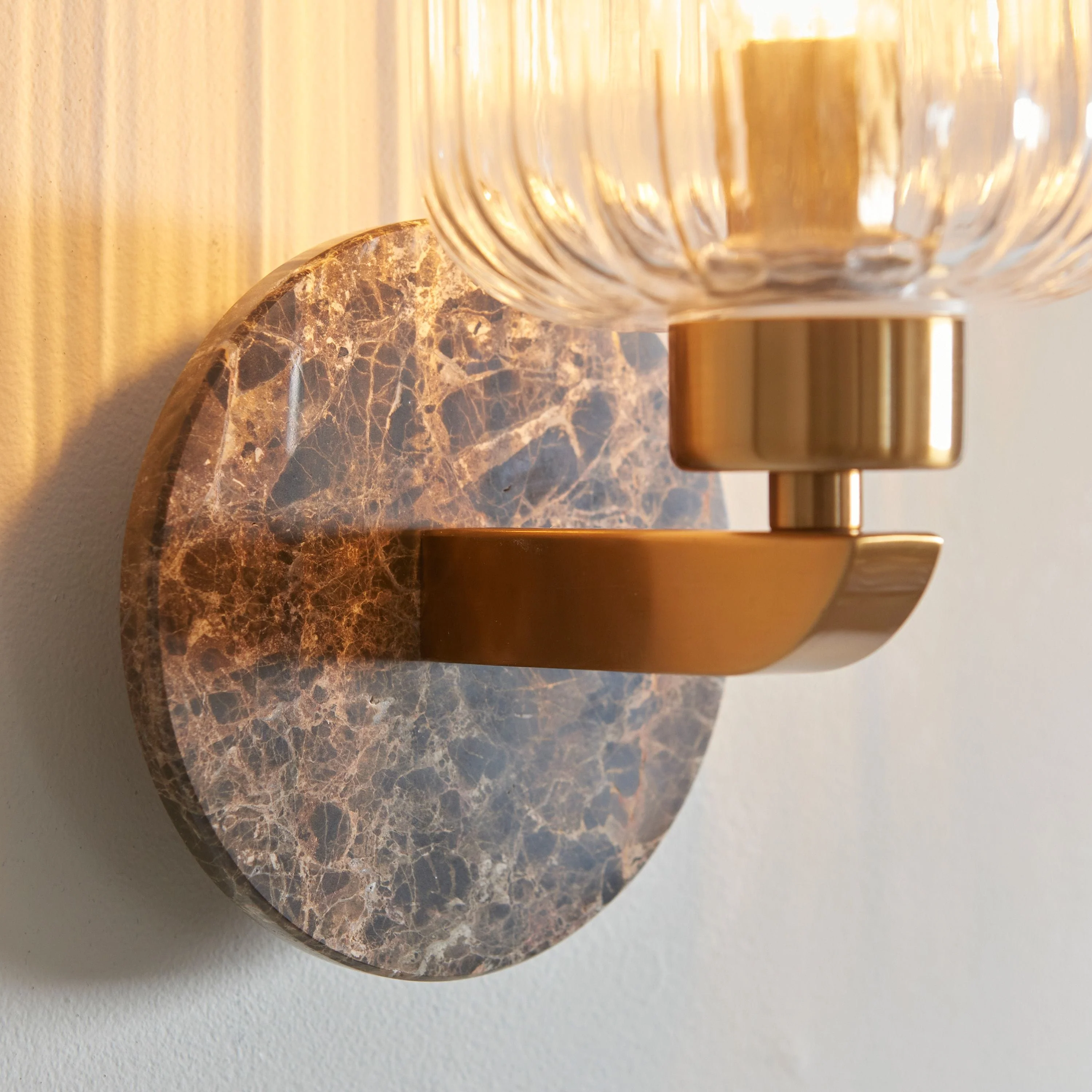 Travi Ribbed Wall Light Drk Brown Emperador Marble - Image 4