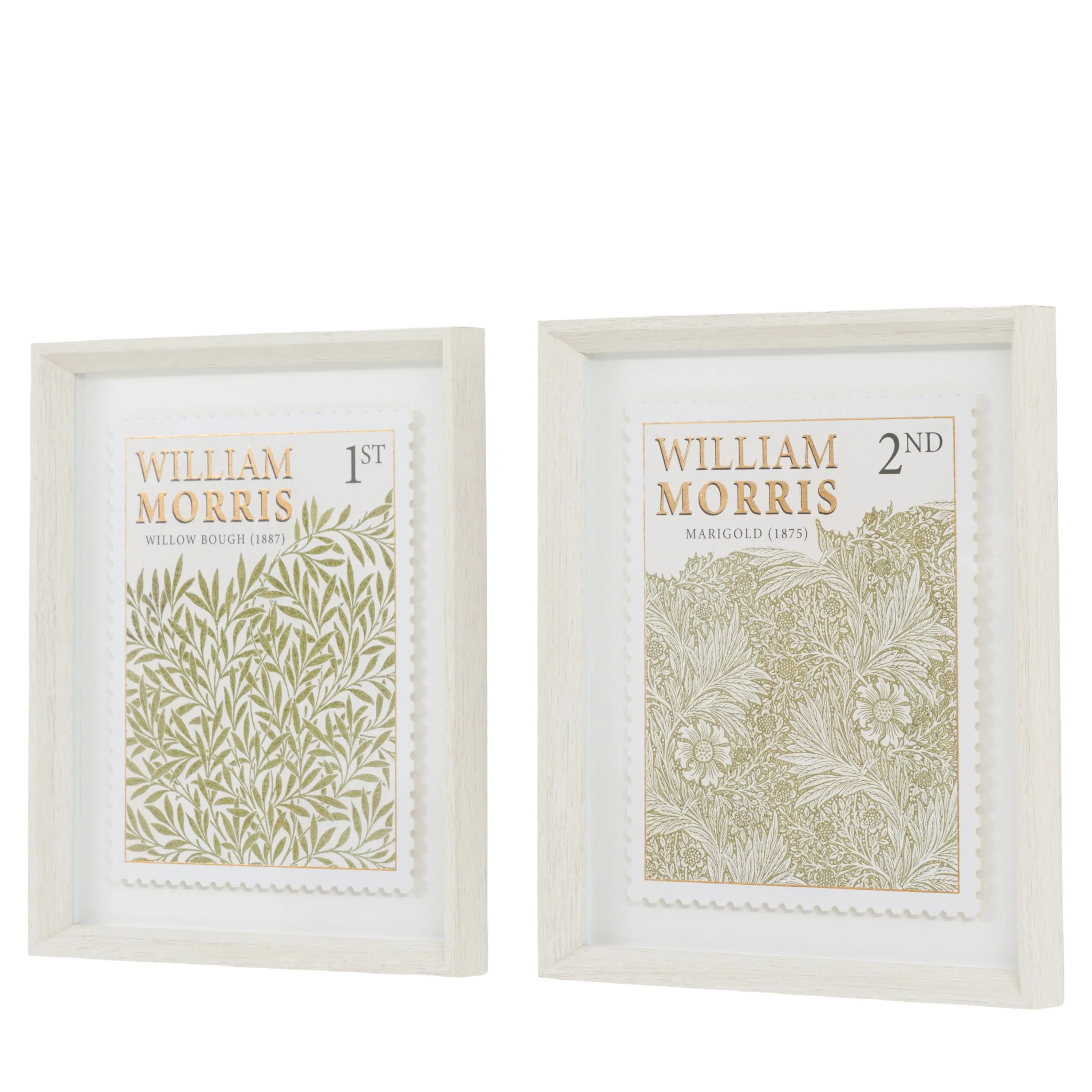 William Morris Stamp Green Framed Art Set of 2 - Image 5