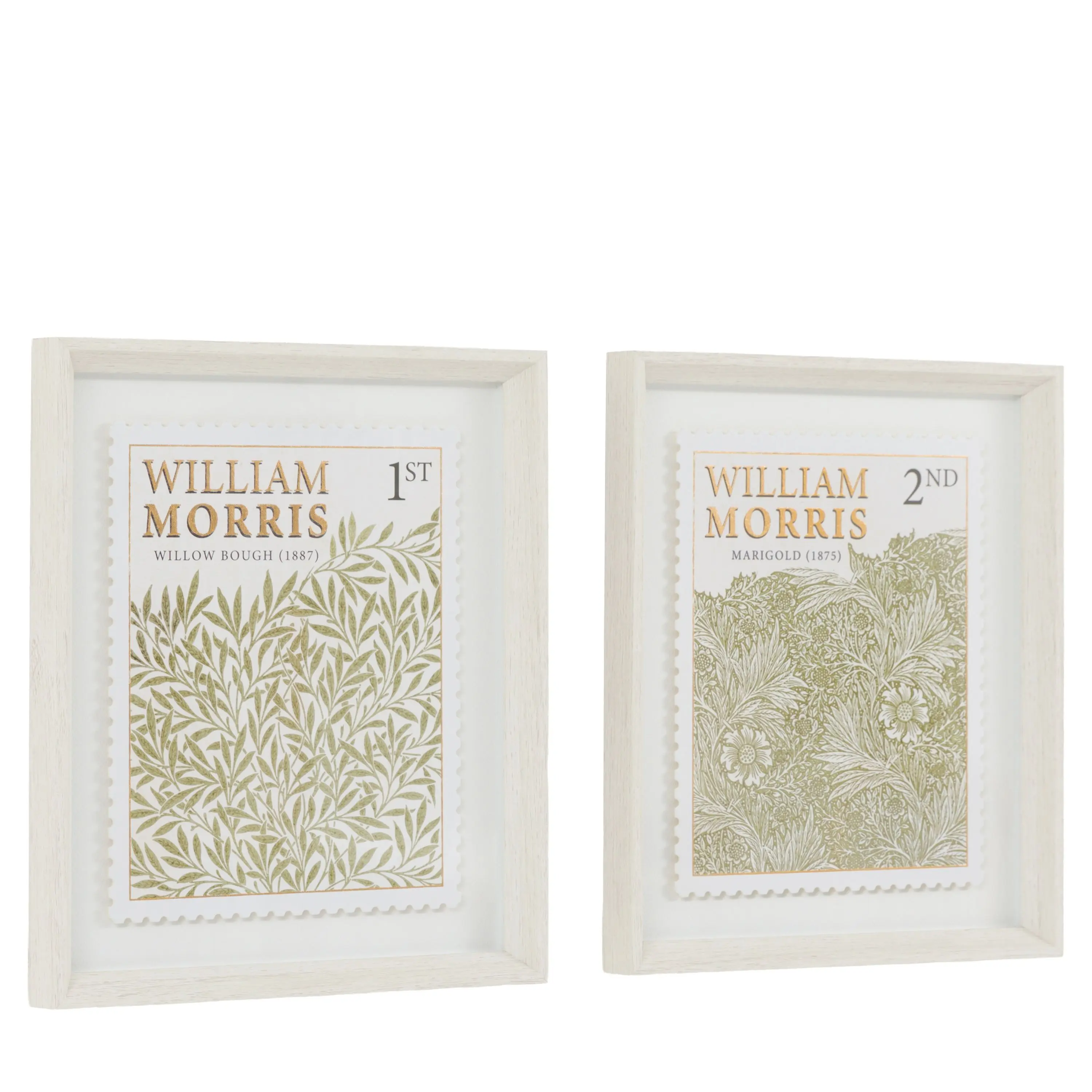 William Morris Stamp Green Framed Art Set of 2 - Image 6
