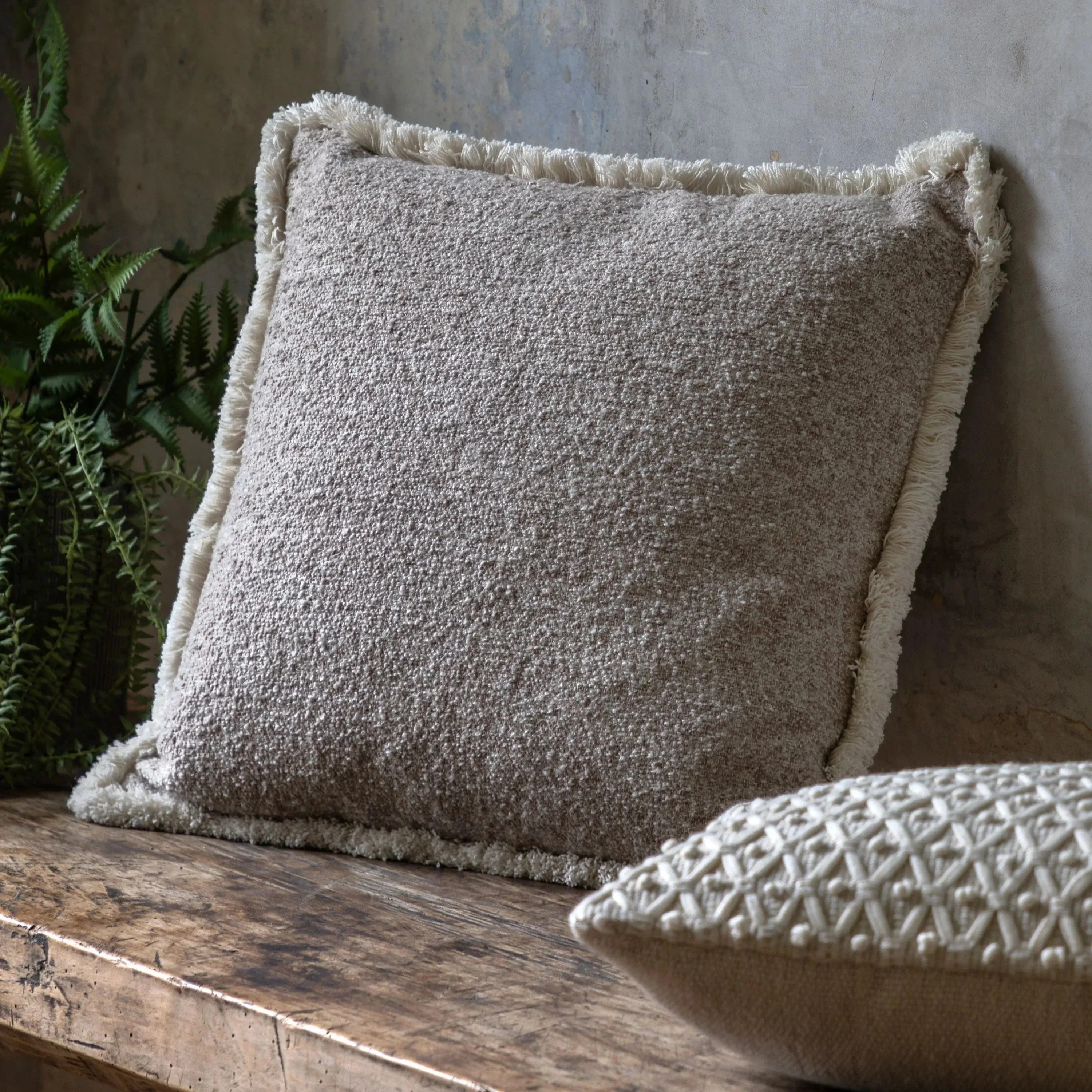 Woodleigh Fringe Cushion Stone