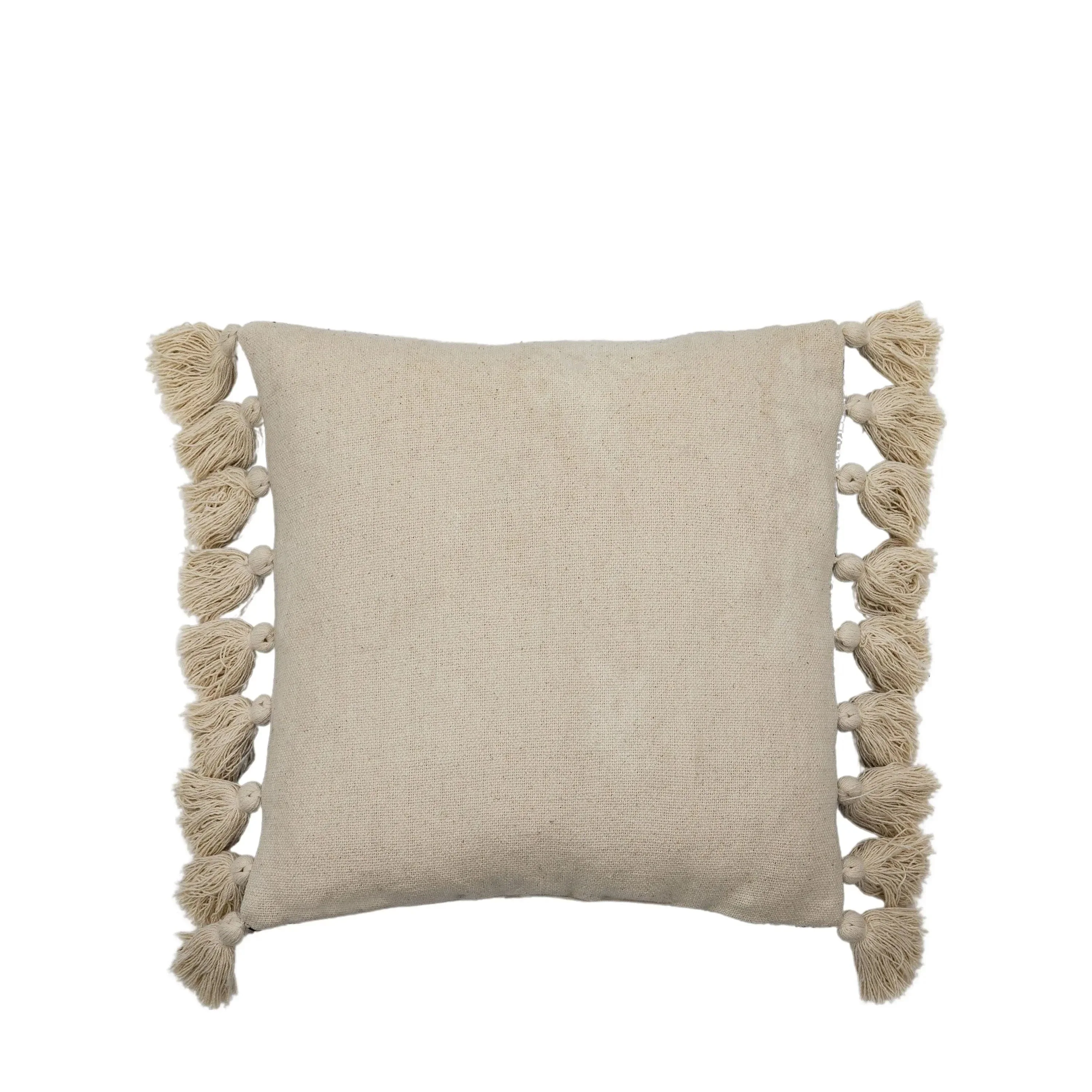 Woven Cushion with Tassels Black - Image 5