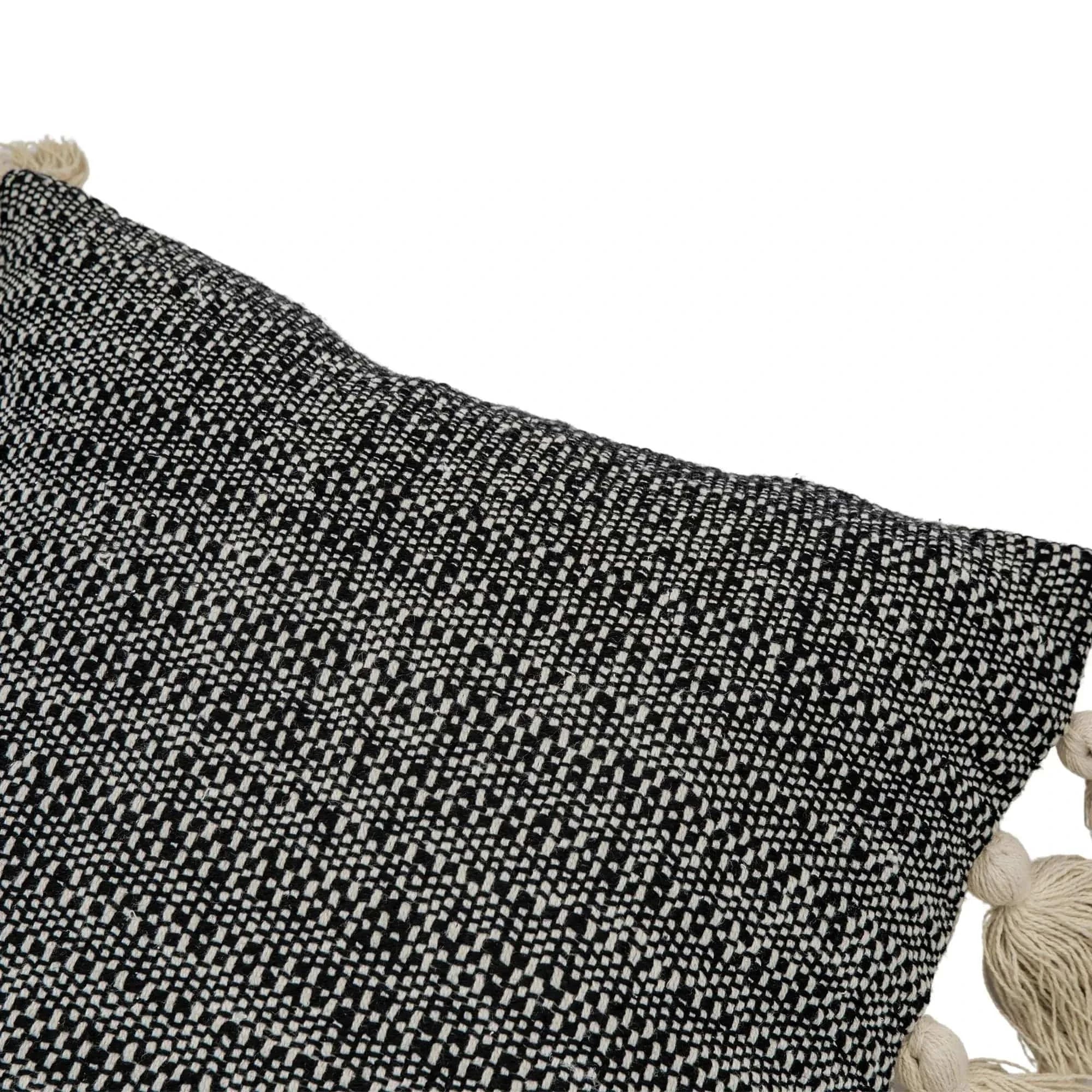 Woven Cushion with Tassels Black - Image 7