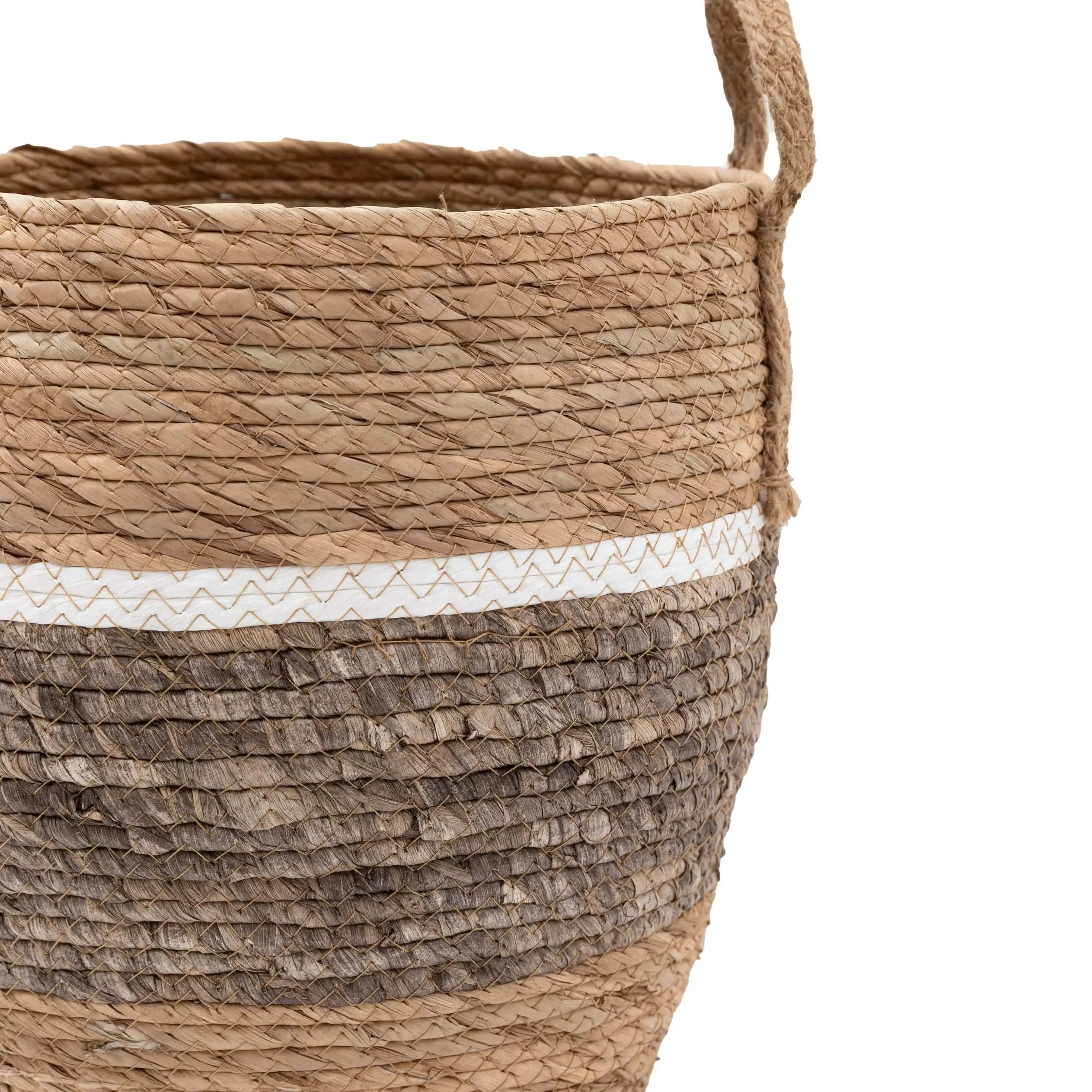 Woven Storage Basket Contrast Stripe Set of 2 - Image 5