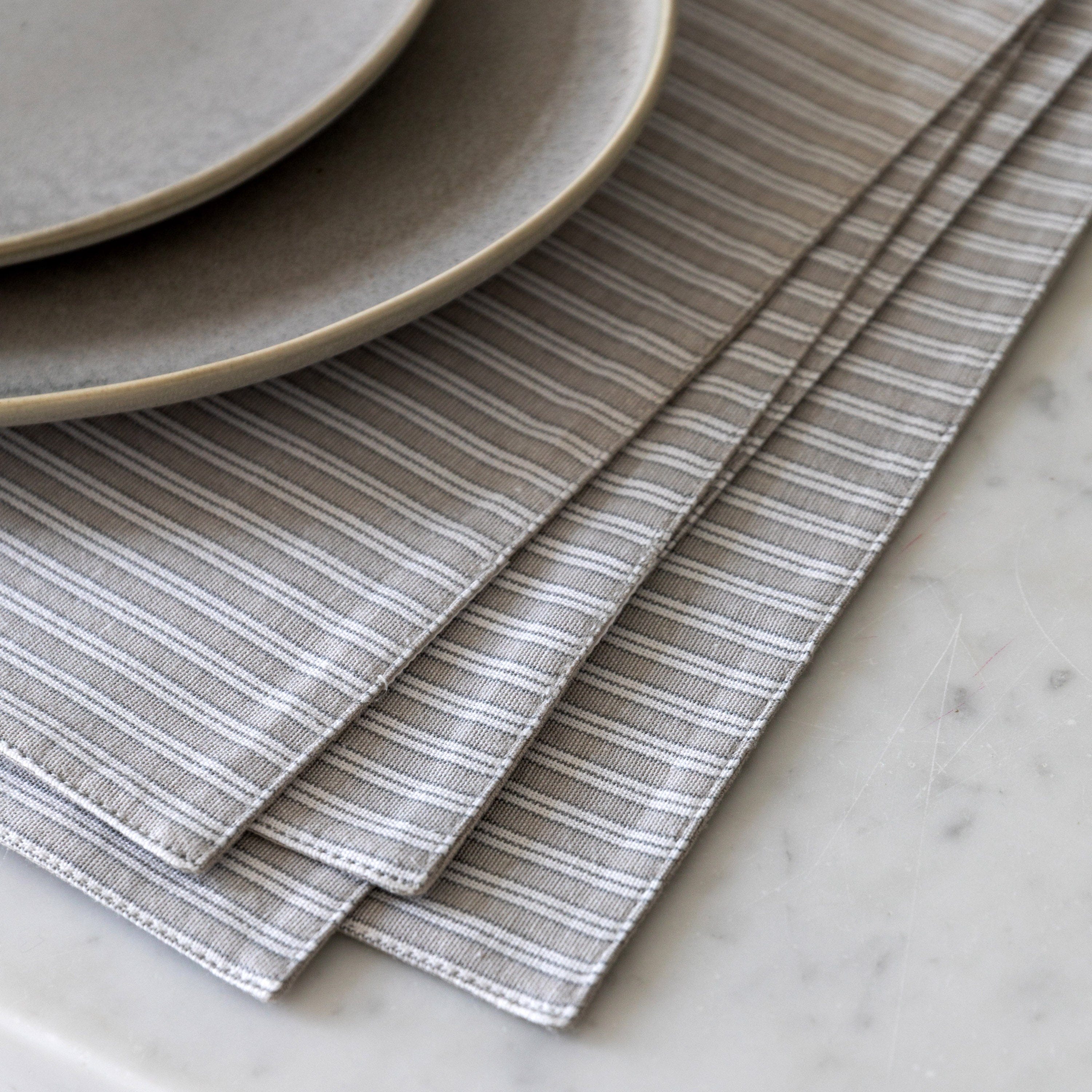 Woven Striped Placemat Grey 4pk - Image 3