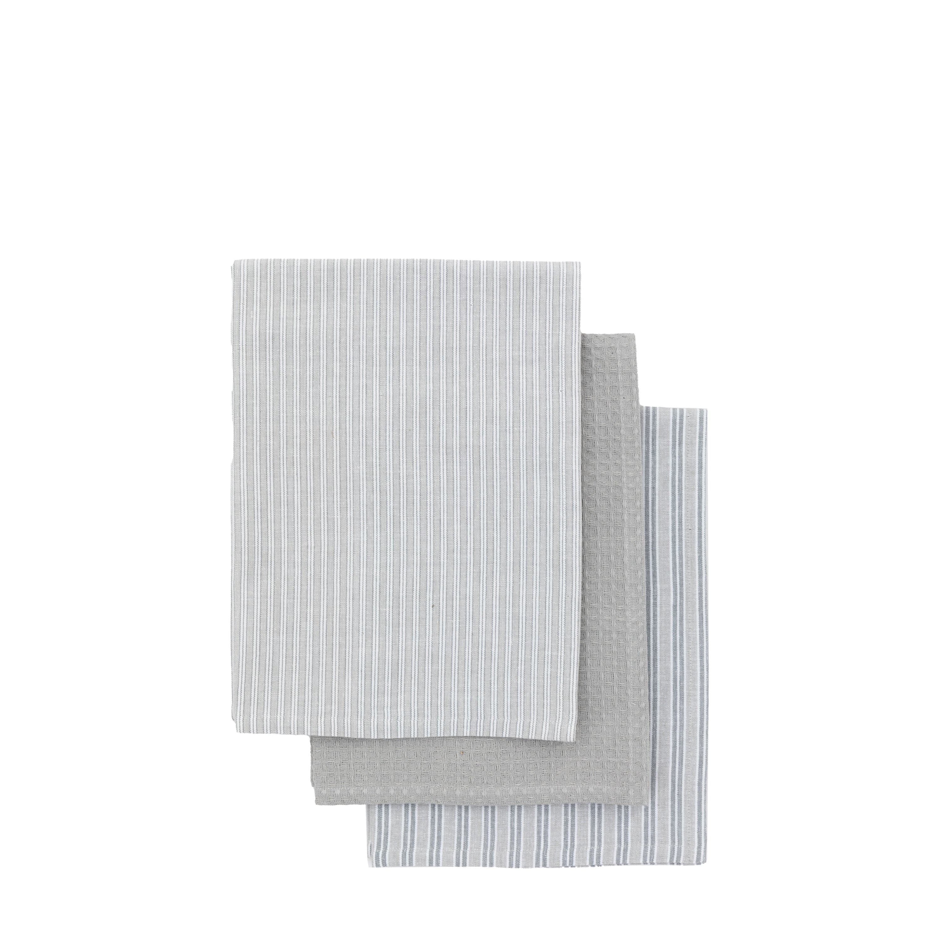 Woven Striped Tea Towel Grey 3pk - Image 2