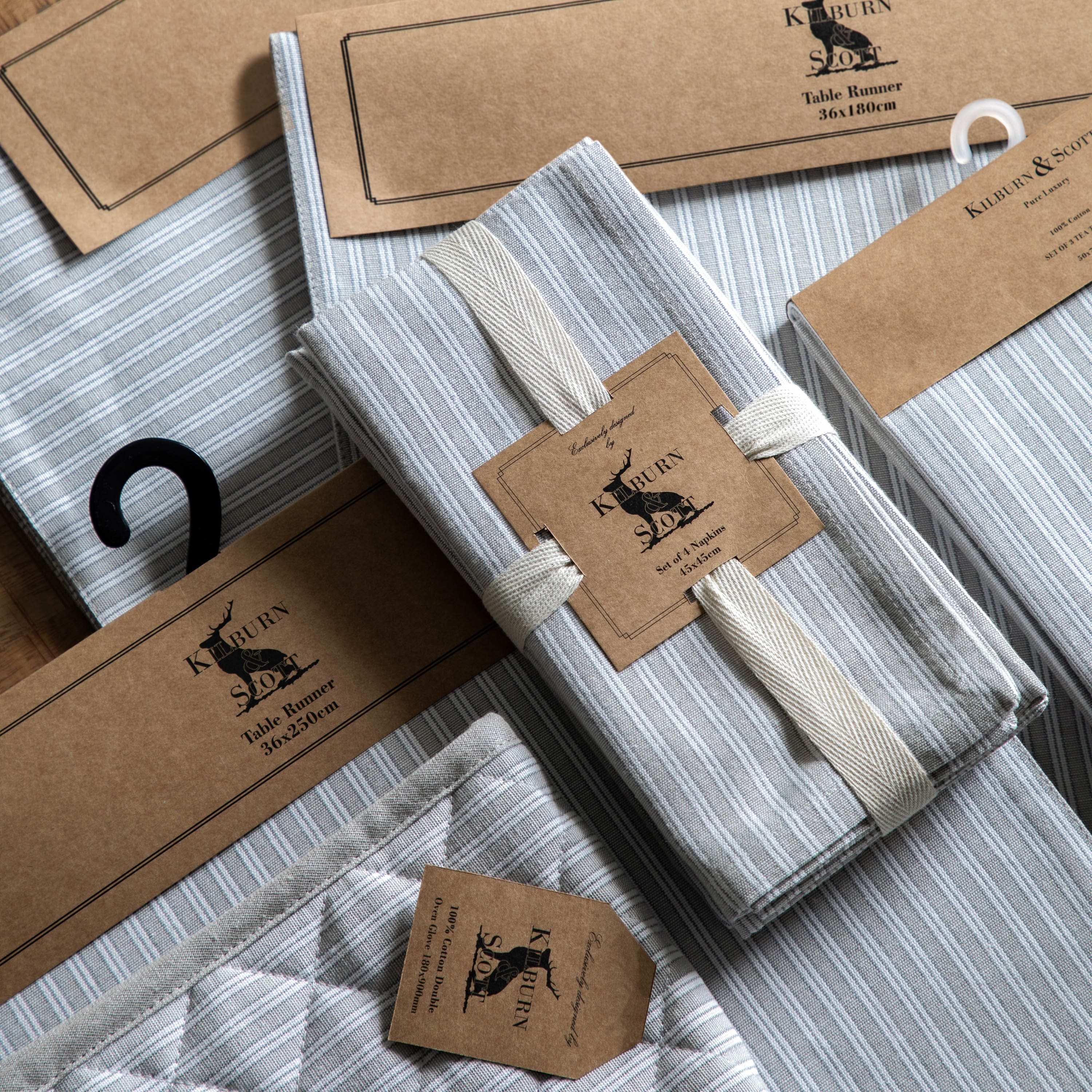 Woven Striped Tea Towel Grey 3pk - Image 4