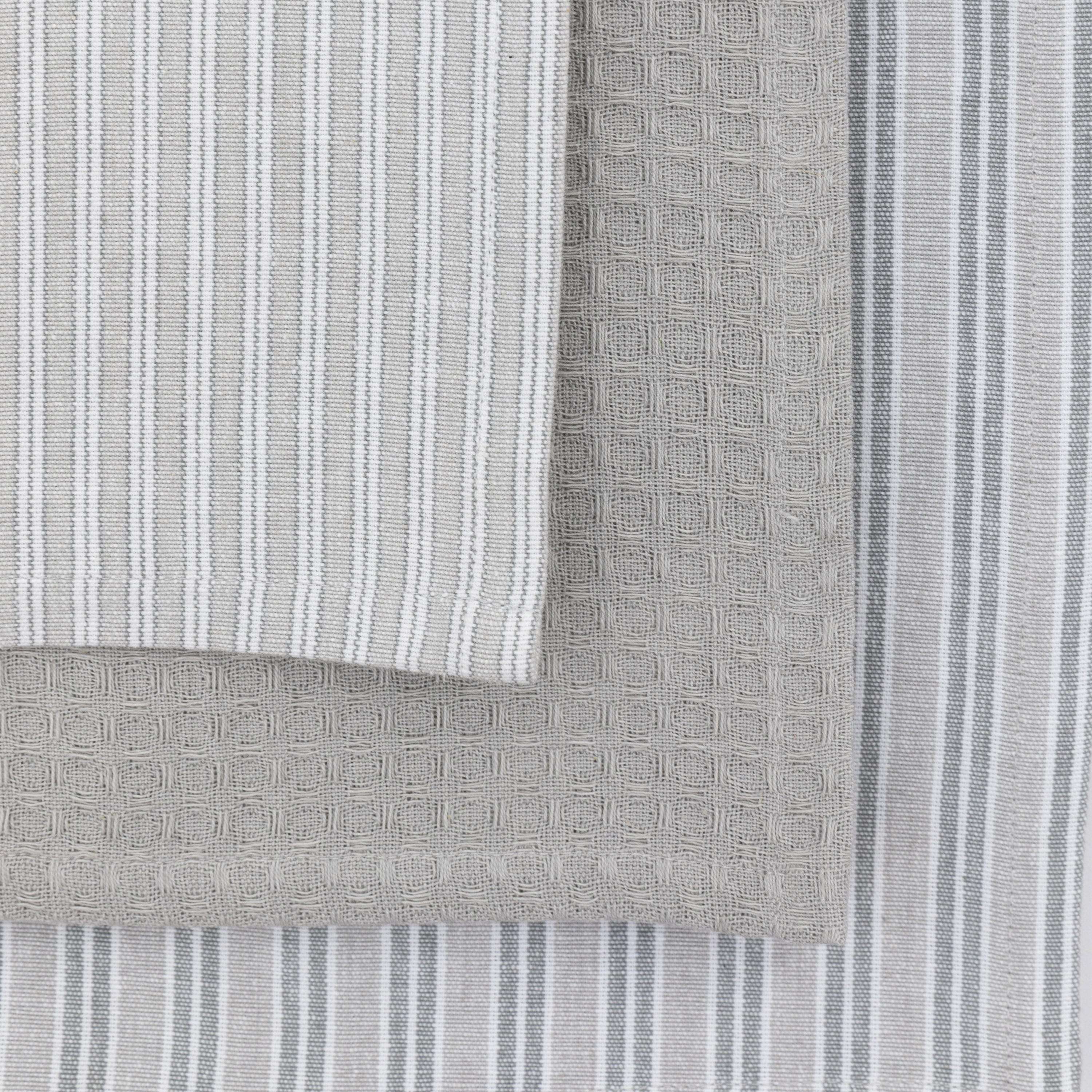 Woven Striped Tea Towel Grey 3pk - Image 5