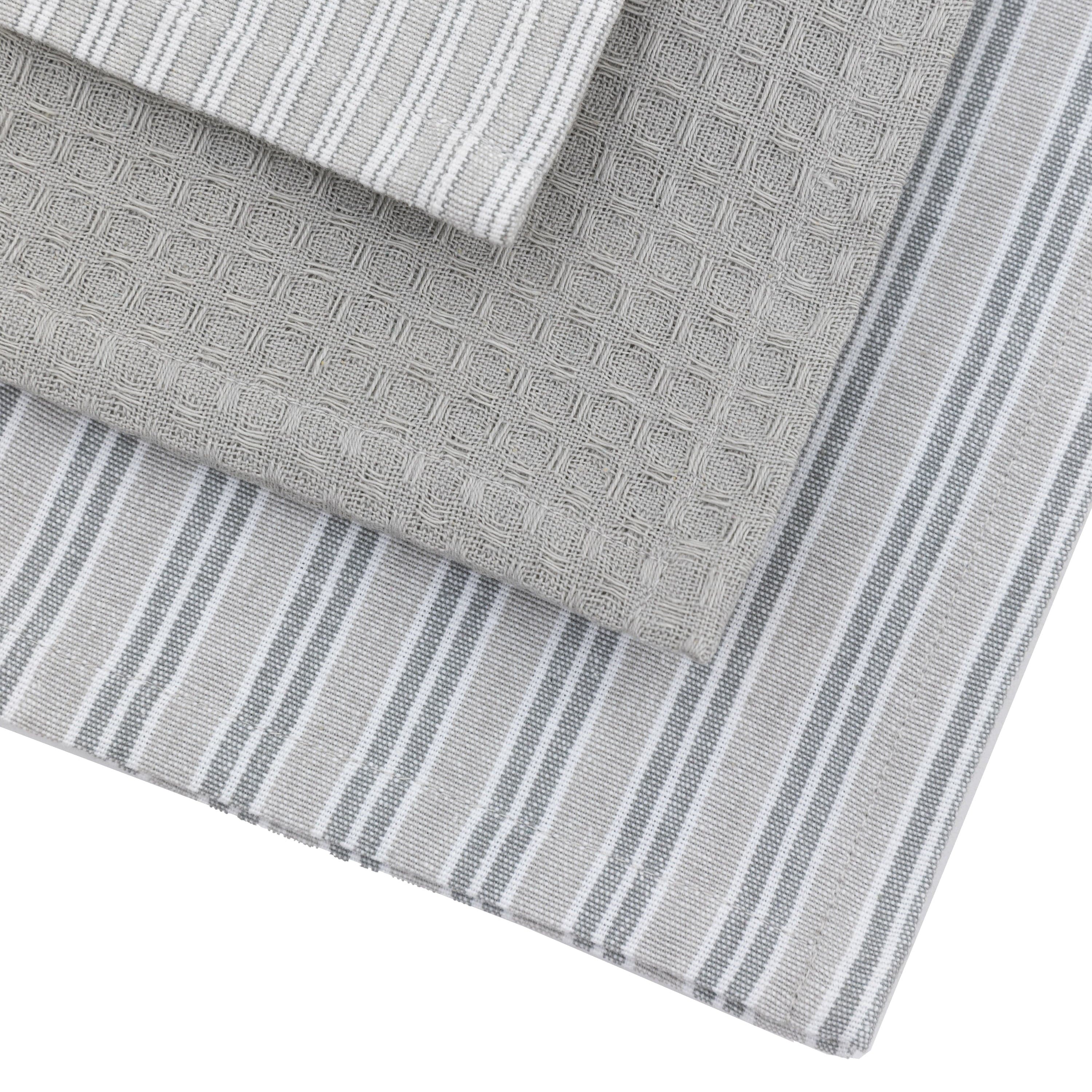 Woven Striped Tea Towel Grey 3pk - Image 6