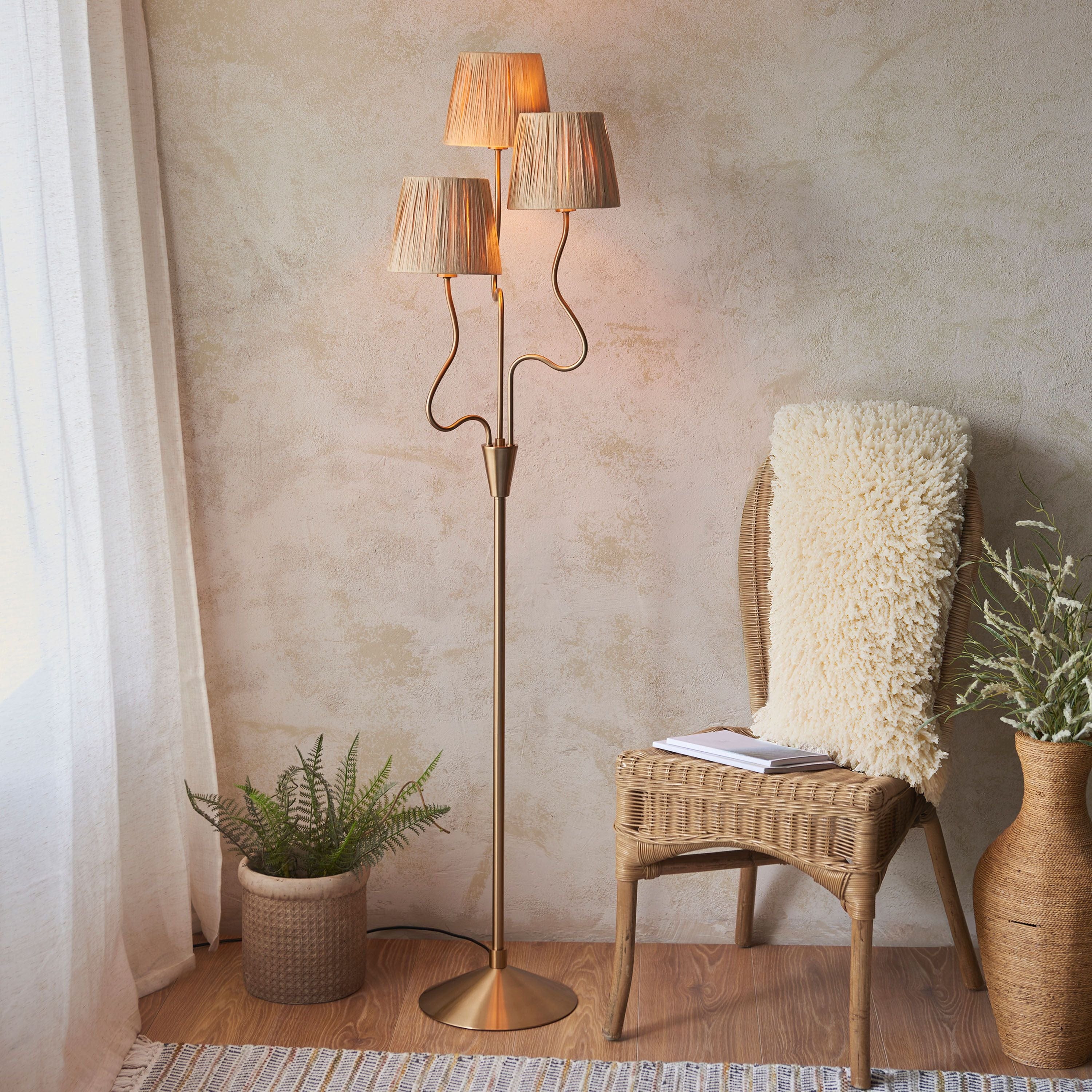 Wrigley 3 Floor Lamp Brushed Aged Brass