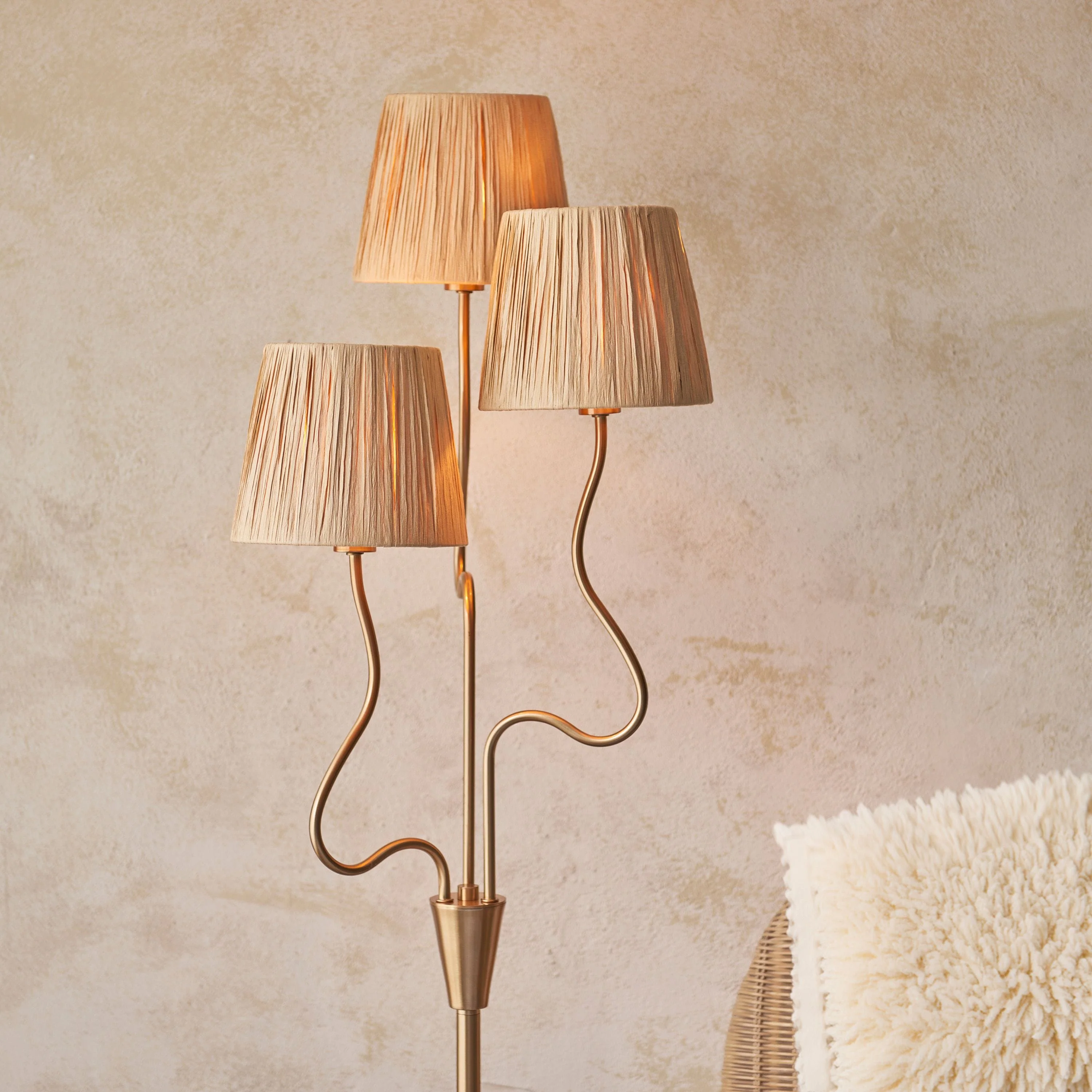 Wrigley 3 Floor Lamp Brushed Aged Brass - Image 3