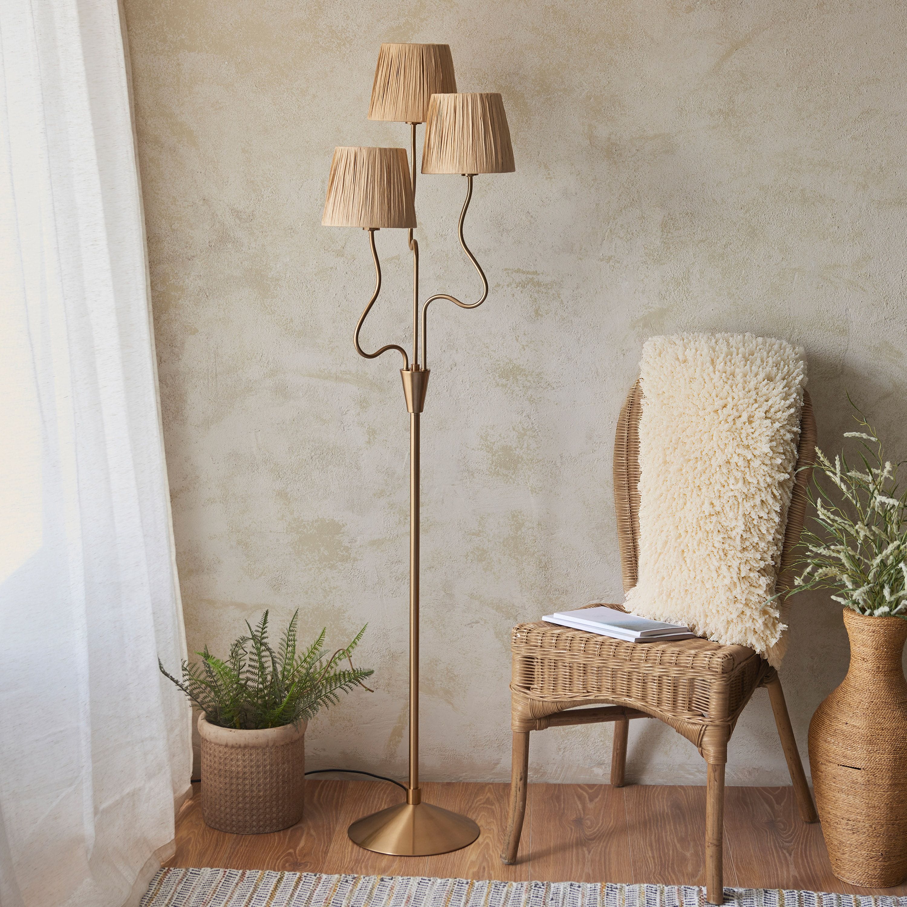 Wrigley 3 Floor Lamp Brushed Aged Brass - Image 7