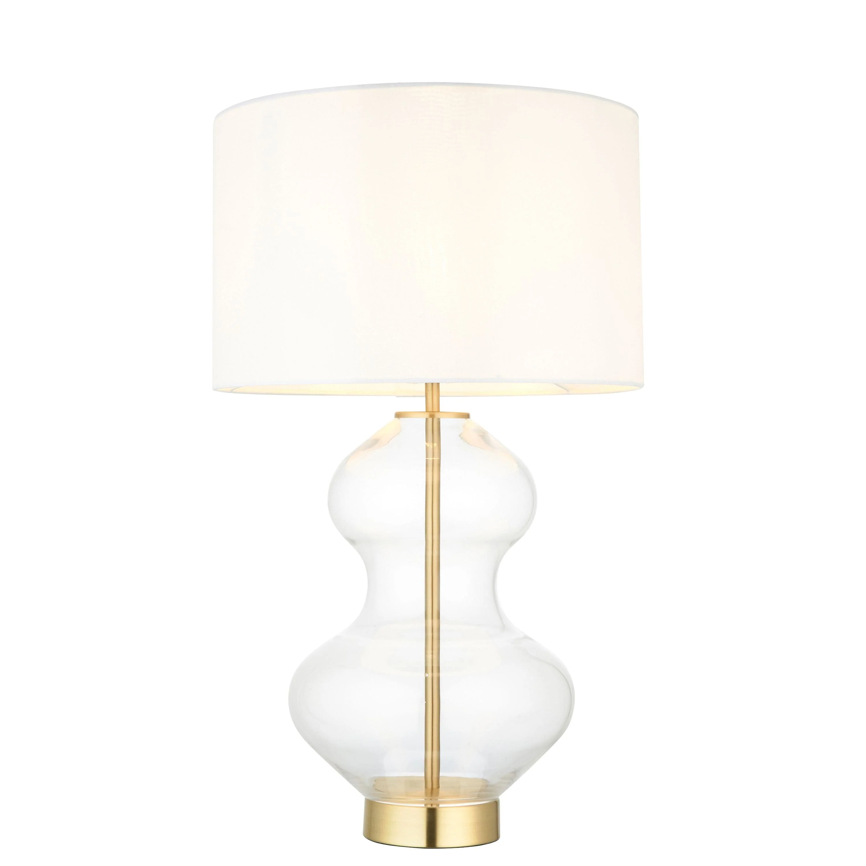 Zelda Shaped Table Lamp Satin Brass Vintage White - Image 4