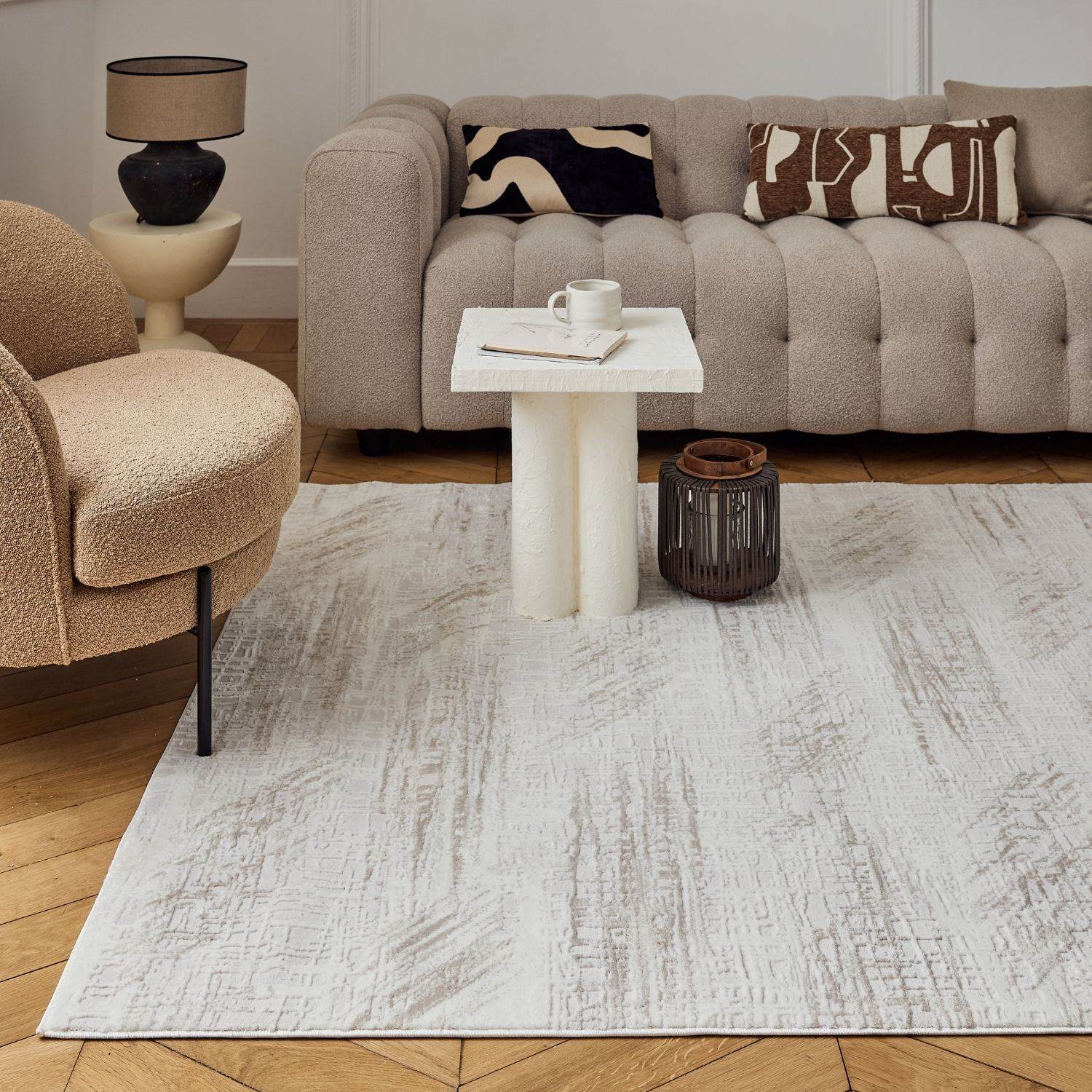 Carmel Cream-Beige Abstract Rug | 6030 - Image 8