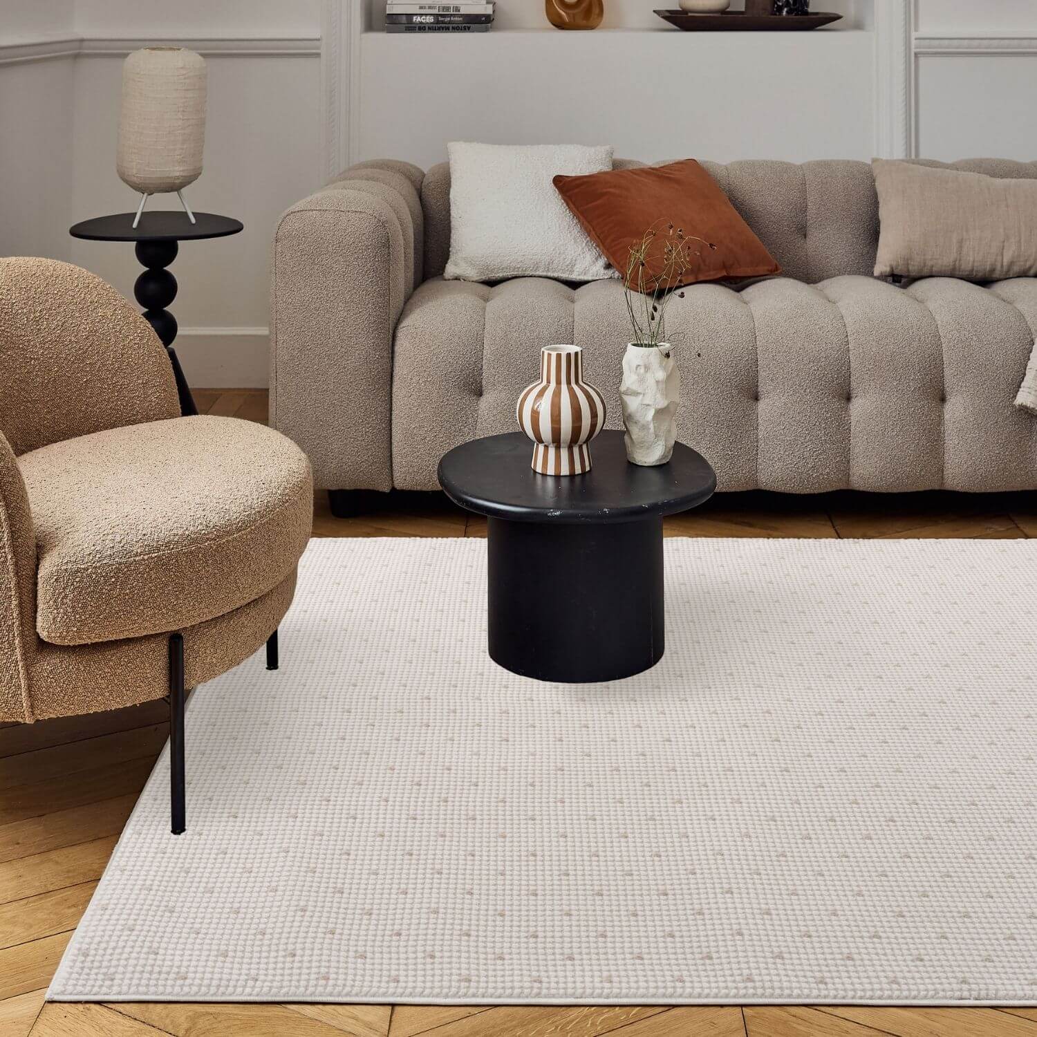 Carmel Cream-Beige Dots Rug | 6080 - Image 6