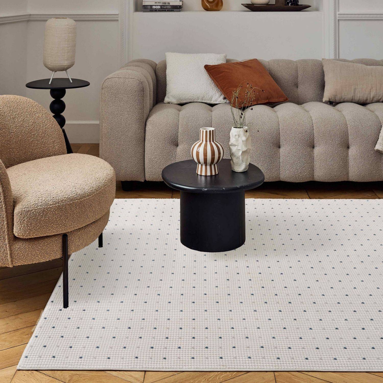 Carmel Cream-Blue Dots Rug | 6080 - Image 6