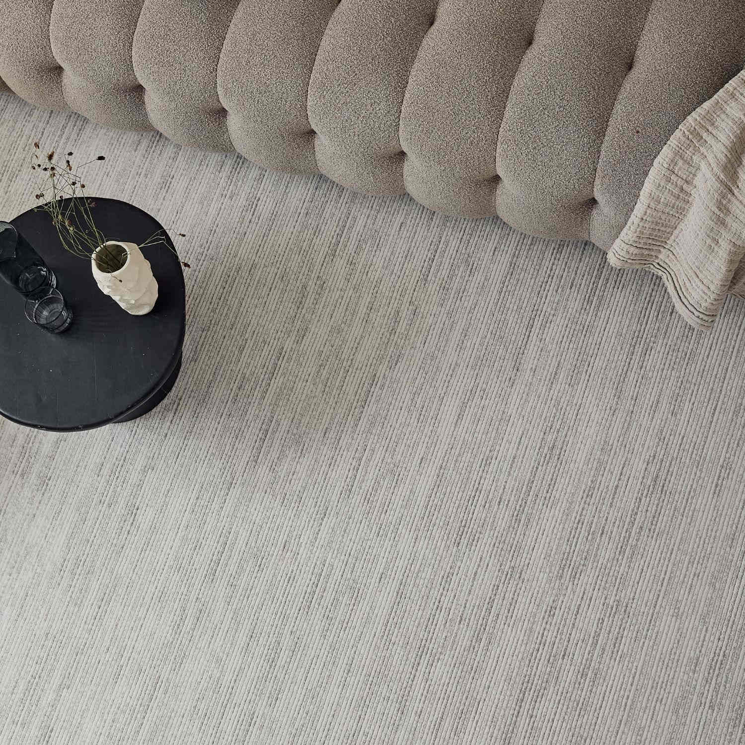 Carmel Cream-Grey Striped Rug | 6010 - Image 7
