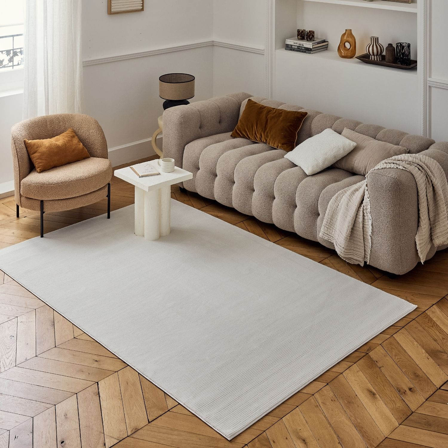 Carmel Cream Striped Rug | 6010 - Image 10