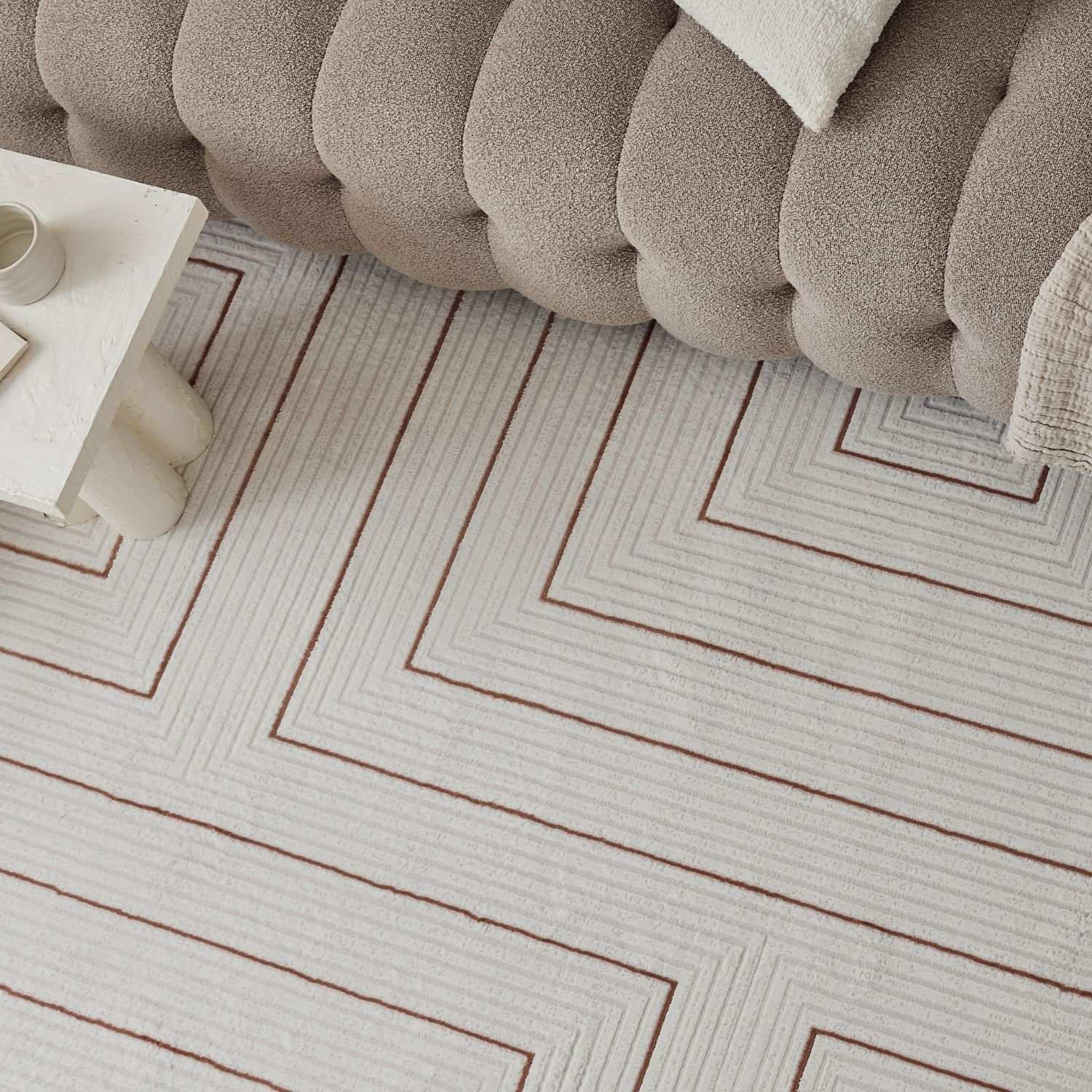 Carmel Cream-Terra Geometric Rug | 6040 - Image 6