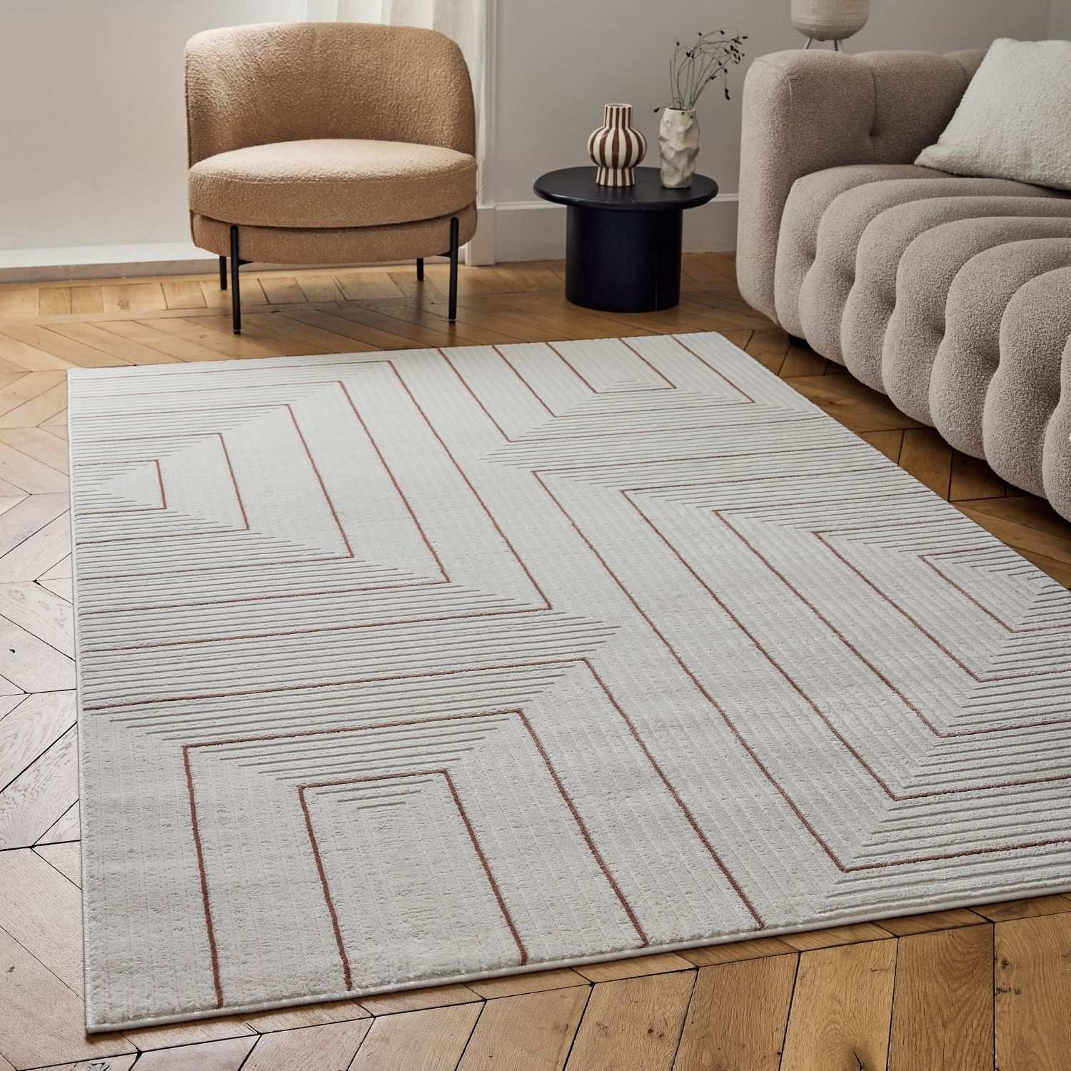 Carmel Cream-Terra Geometric Rug | 6040 - Image 8