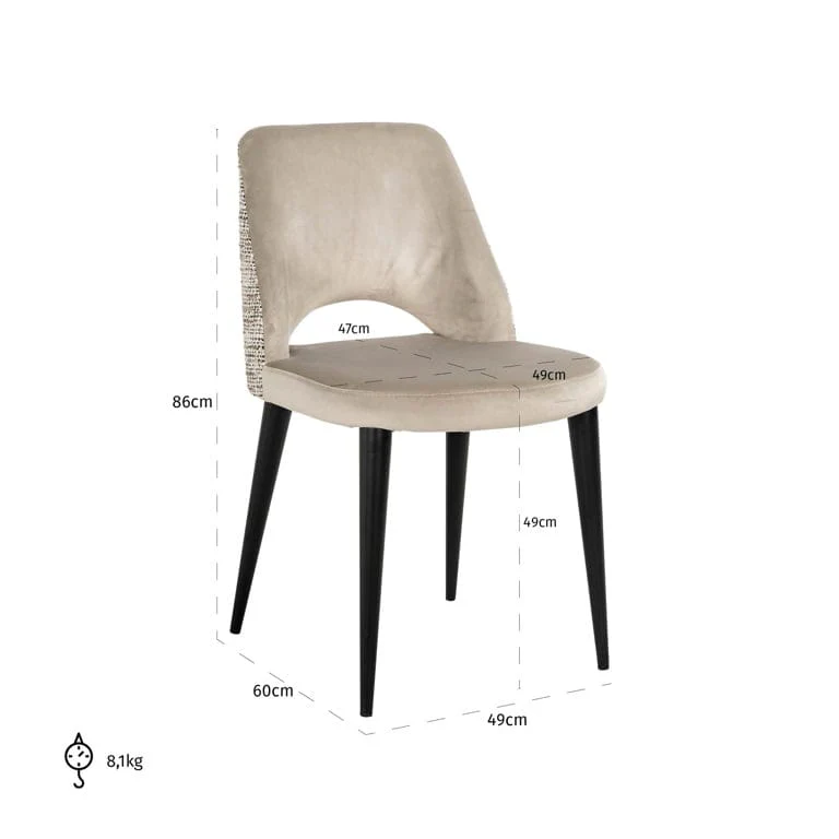Chair Tabitha trendy nature / quartz khaki fire retardant (Be Trendy 01 Nature) - Image 6