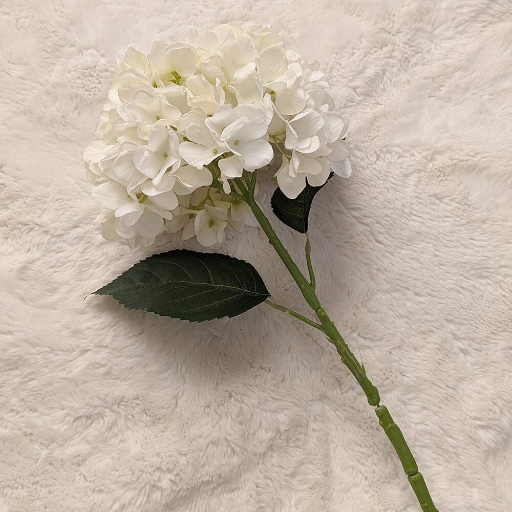 Cream Faux Hydrangea Single Stem Flower - Image 7