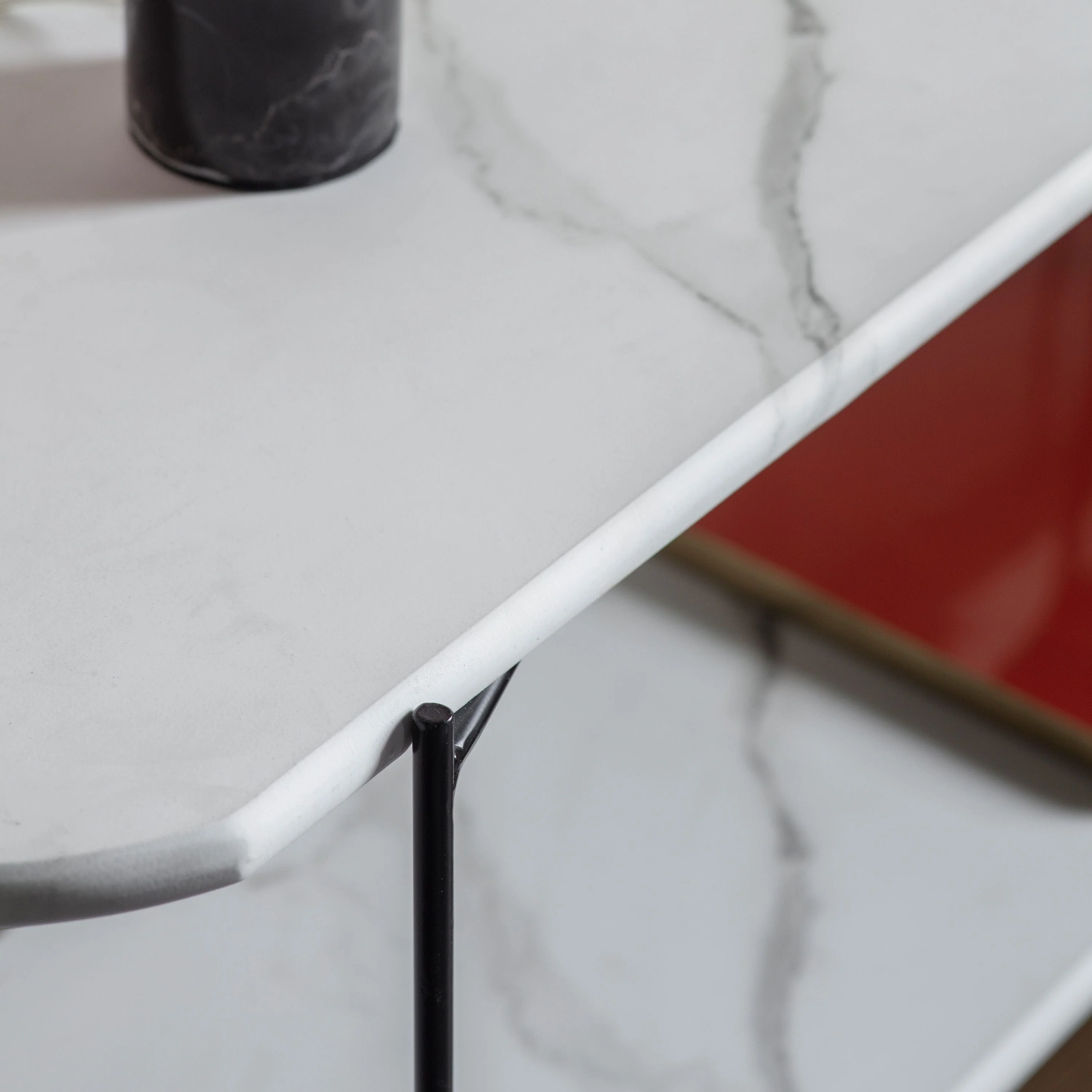 Cromer Console Table White Marble 1200x320x700mm } OUTLET - Image 2