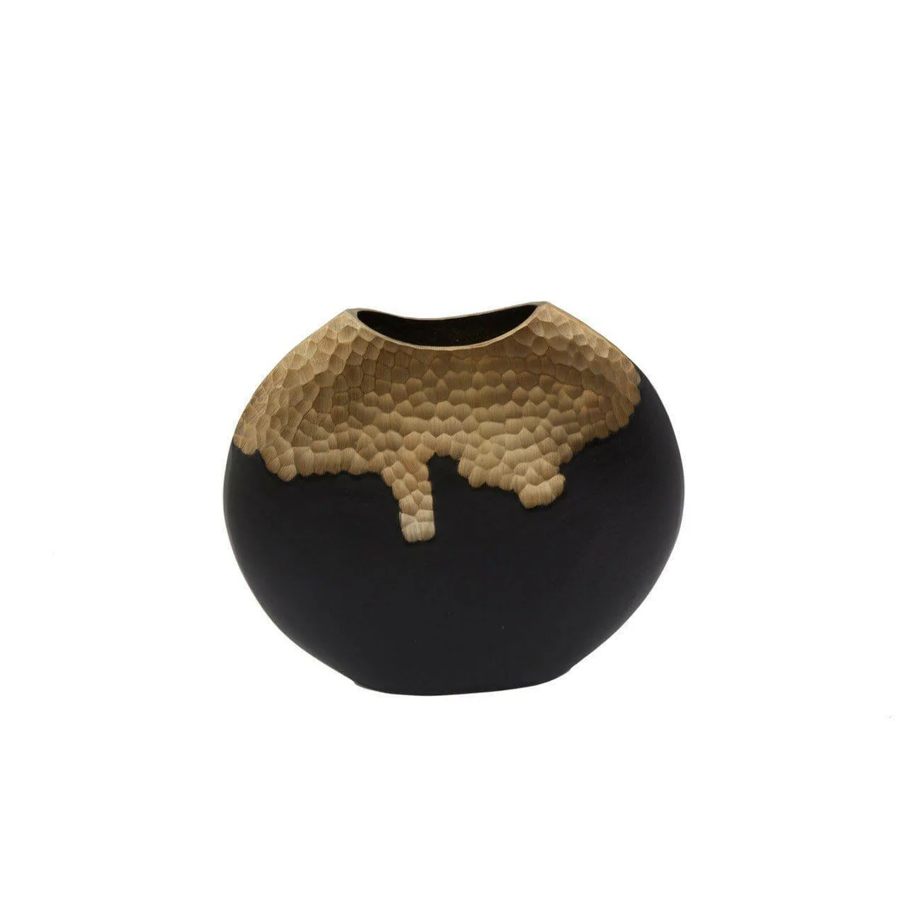 Deus Large Black Gold Round Vase } OUTLET