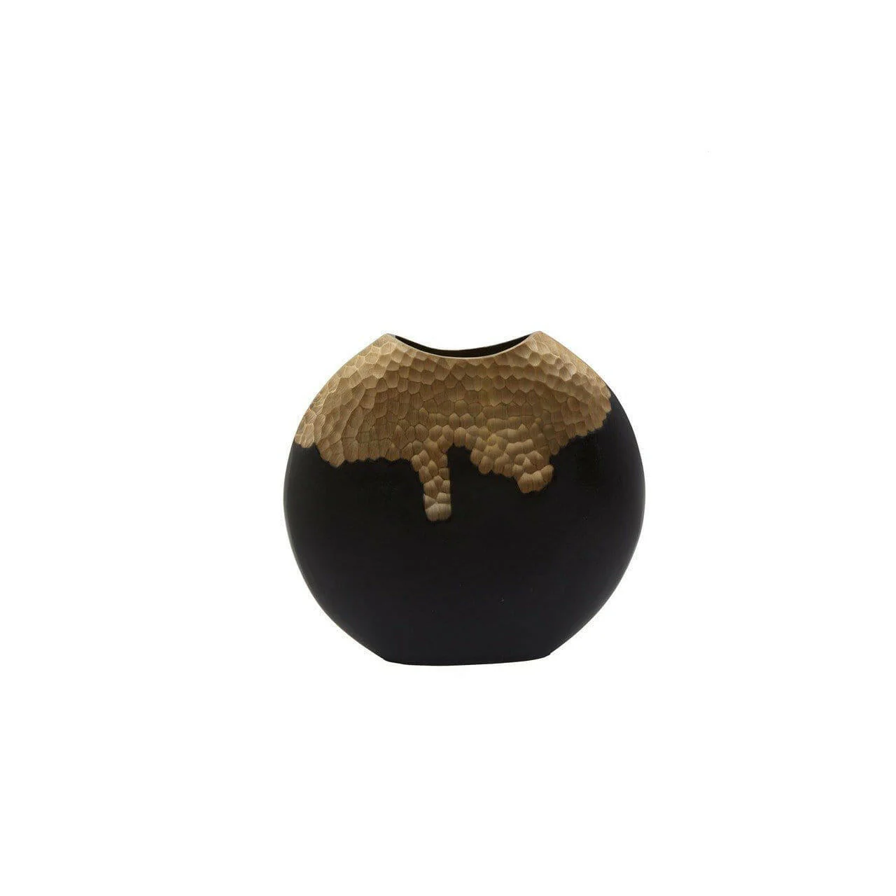 Deus Large Black Gold Round Vase } OUTLET - Image 2