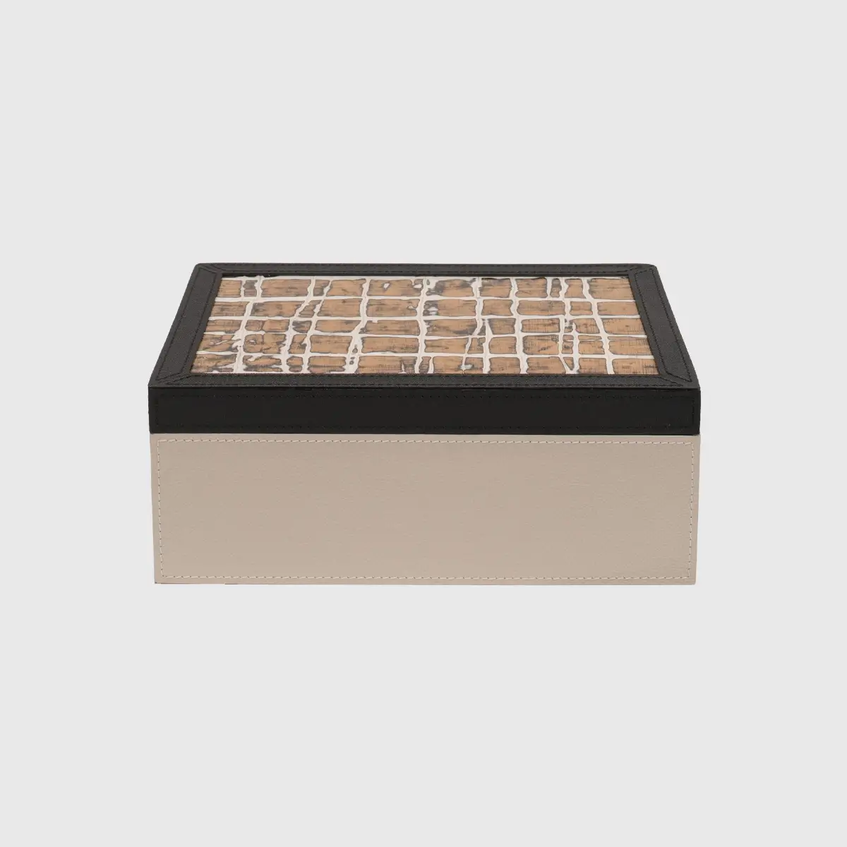 Arno Box Pumice Leather with Gold Gesso Effect Lid