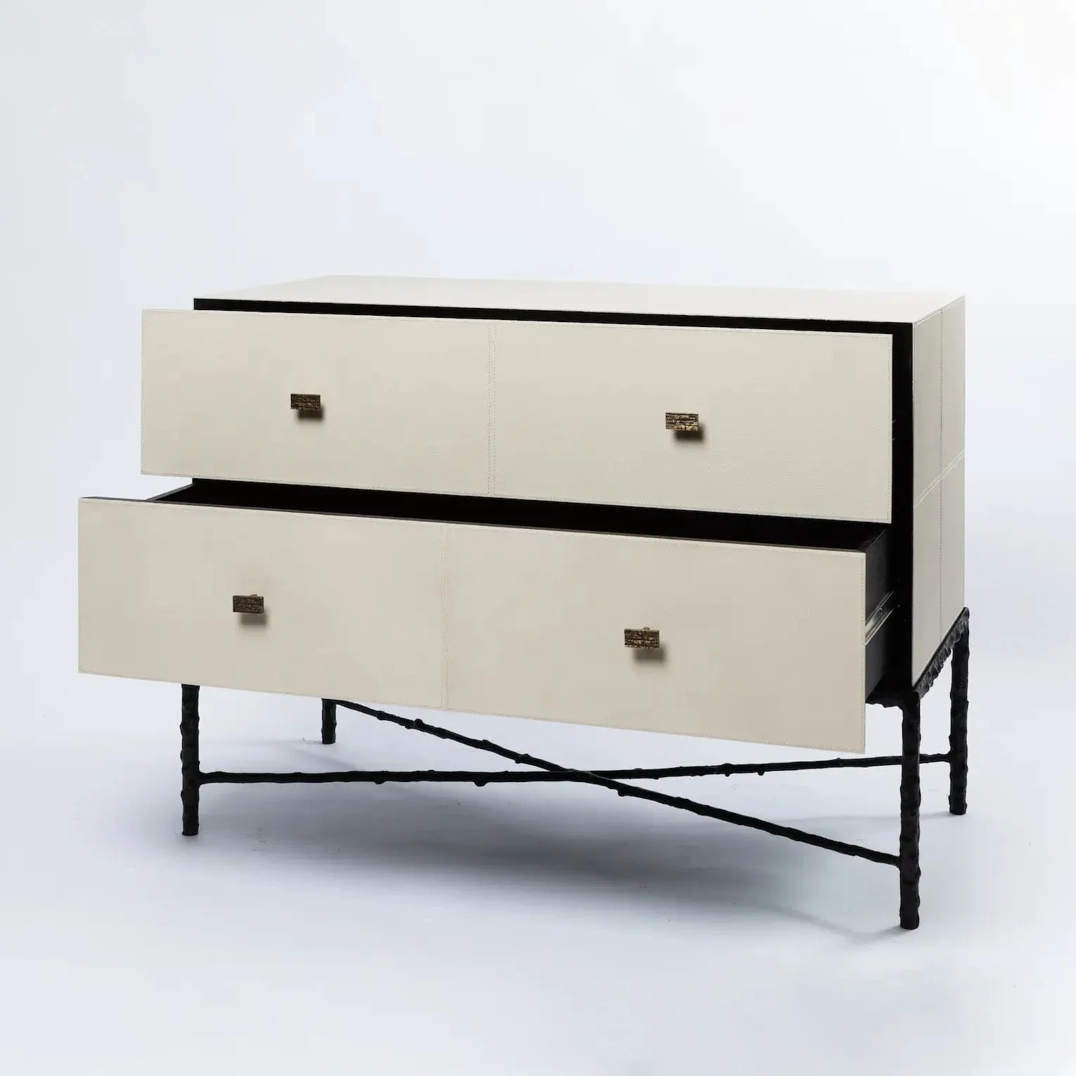 Arun Chest Bronze 2 Drawer Pumice Leather - Image 4