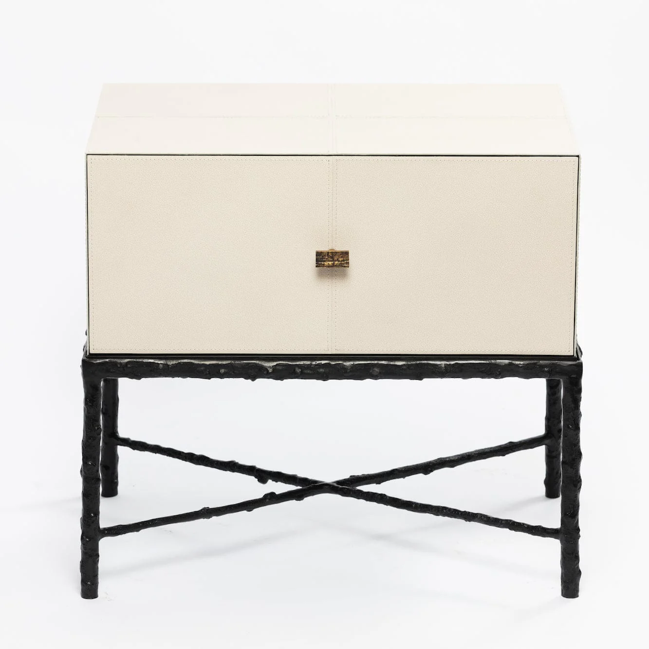 Arun Table Bronze 1 Drawer Pumice Leather