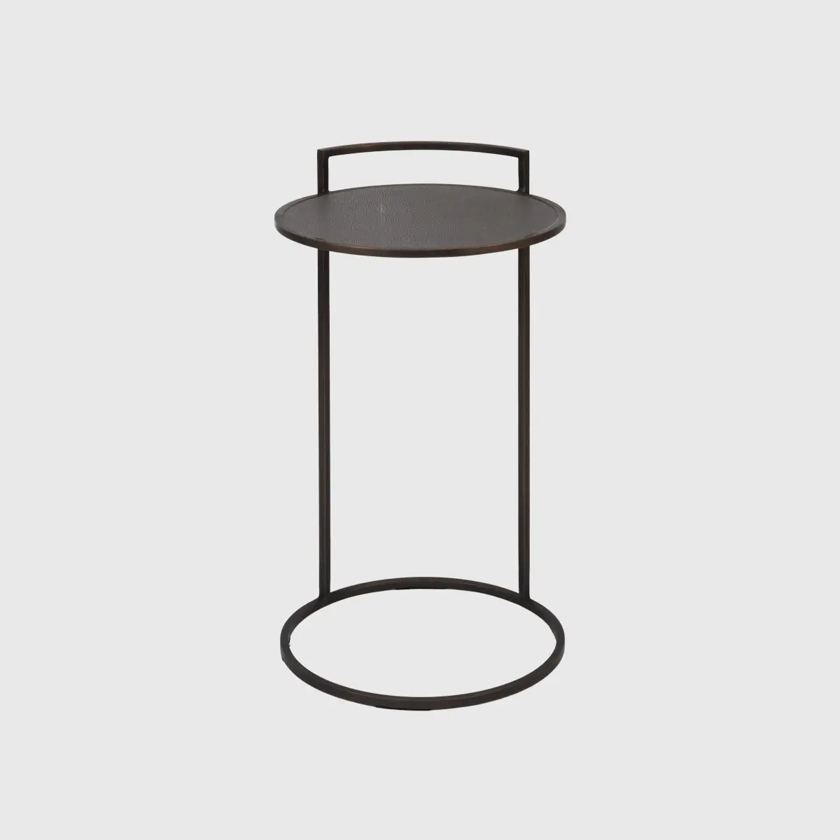 Arunya Round Cocktail Table Dorato and Grey Shagreen