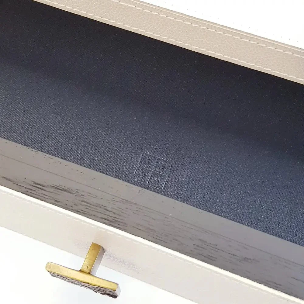 Barrington Console 2 Drawer Pumice Leather - Image 3