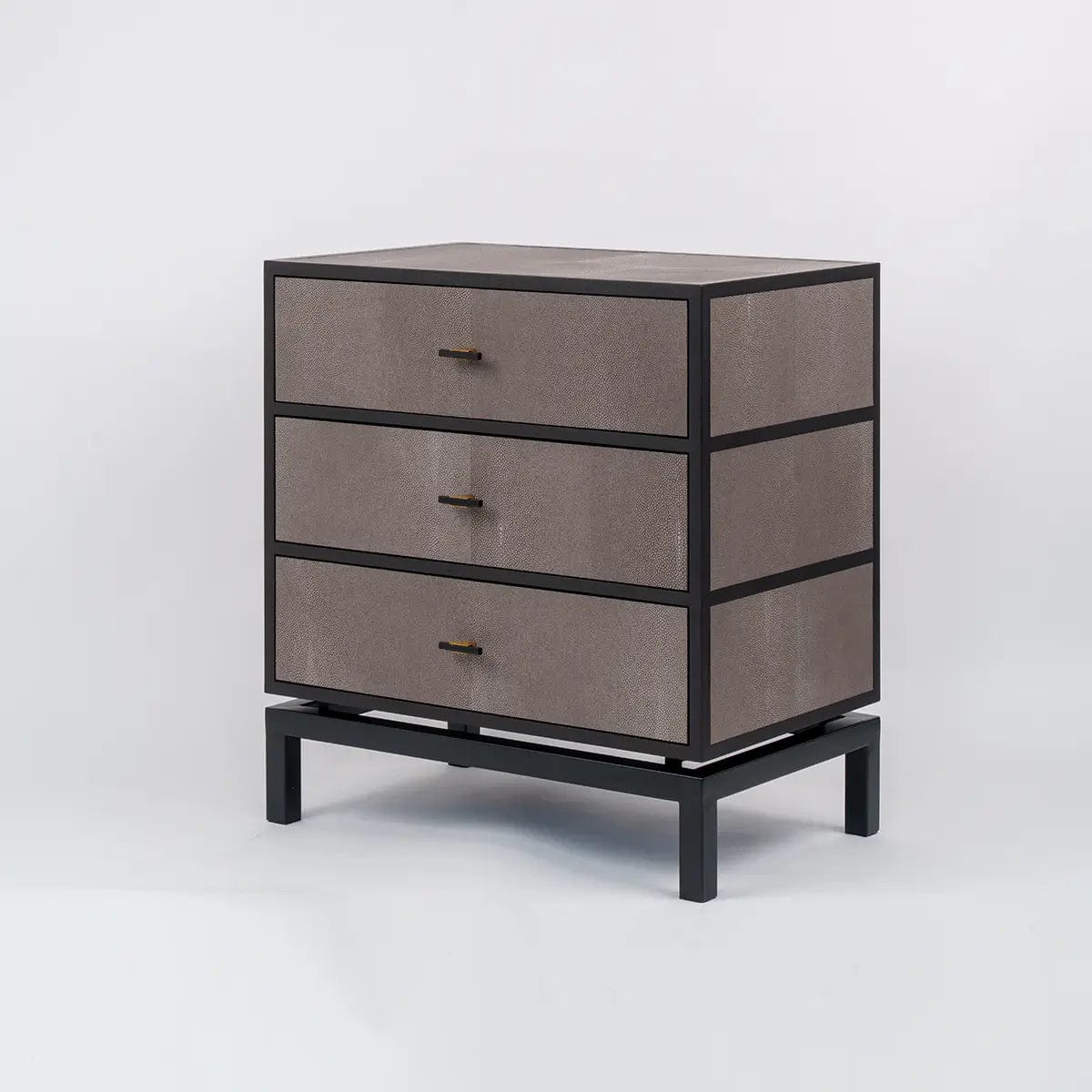 Bertie 3 Drawer Chest Grey Shagreen Leather - Image 4