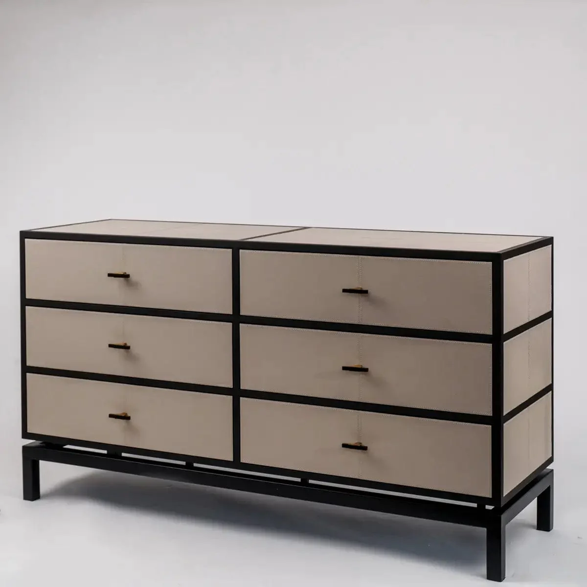 Bertie 6 Drawer Chest Pumice Leather - Image 3