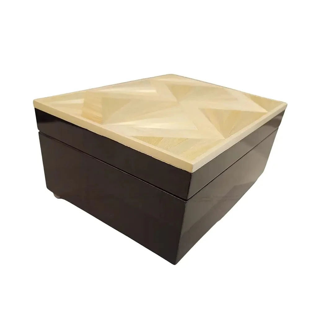 Straw Marquetry And Nickel Box - Image 3