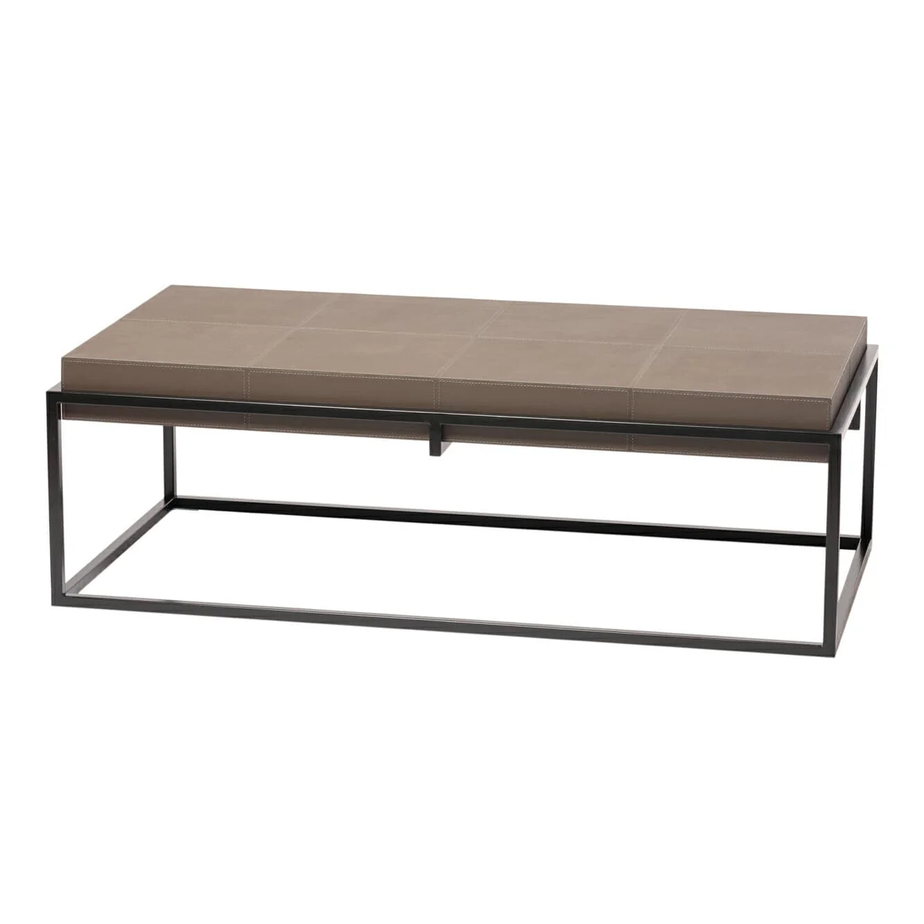 Caged Coffee Table Italian Grey Leather - Image 4
