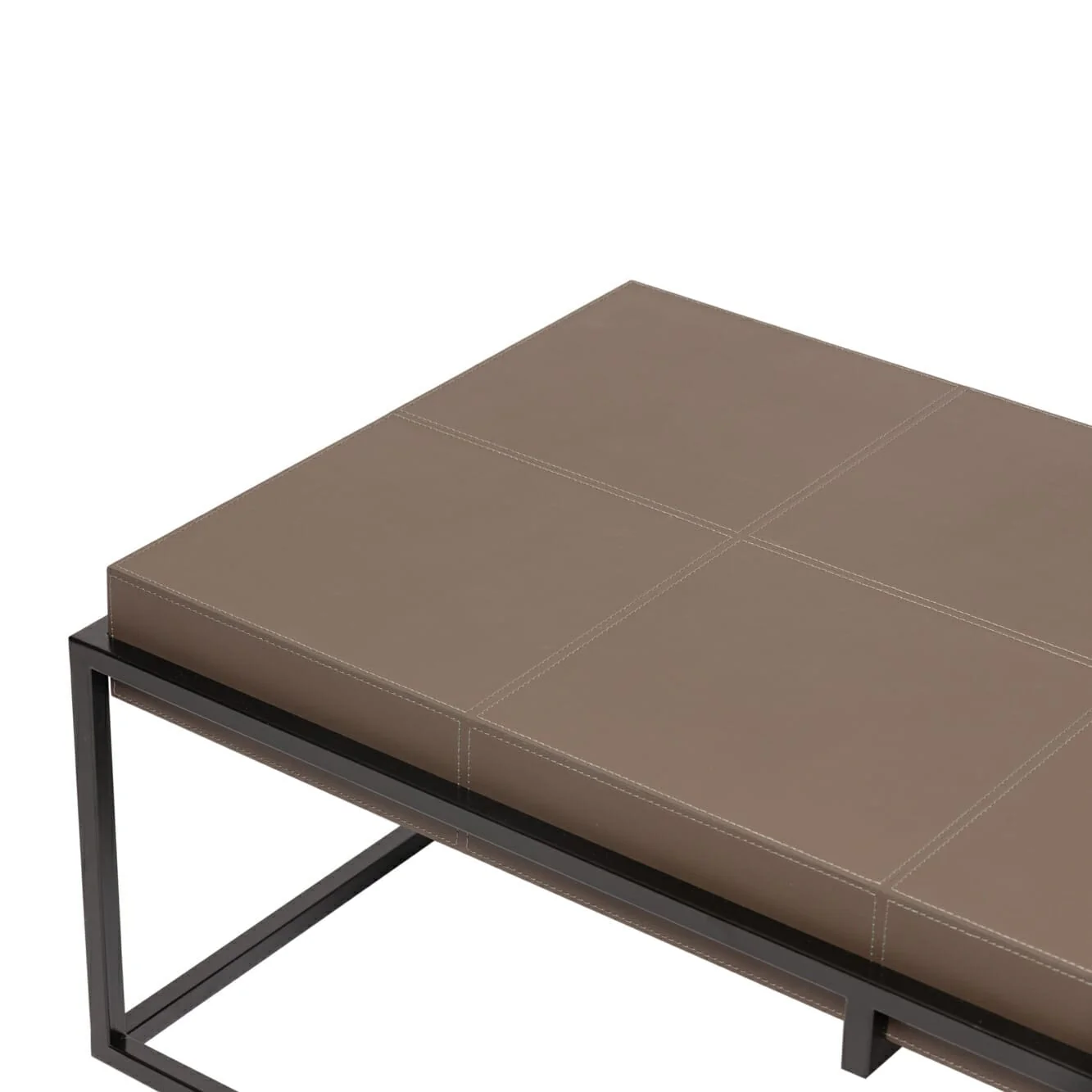 Caged Coffee Table Italian Grey Leather - Image 5