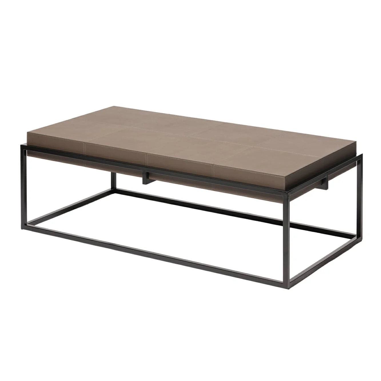 Caged Coffee Table Italian Grey Leather - Image 7