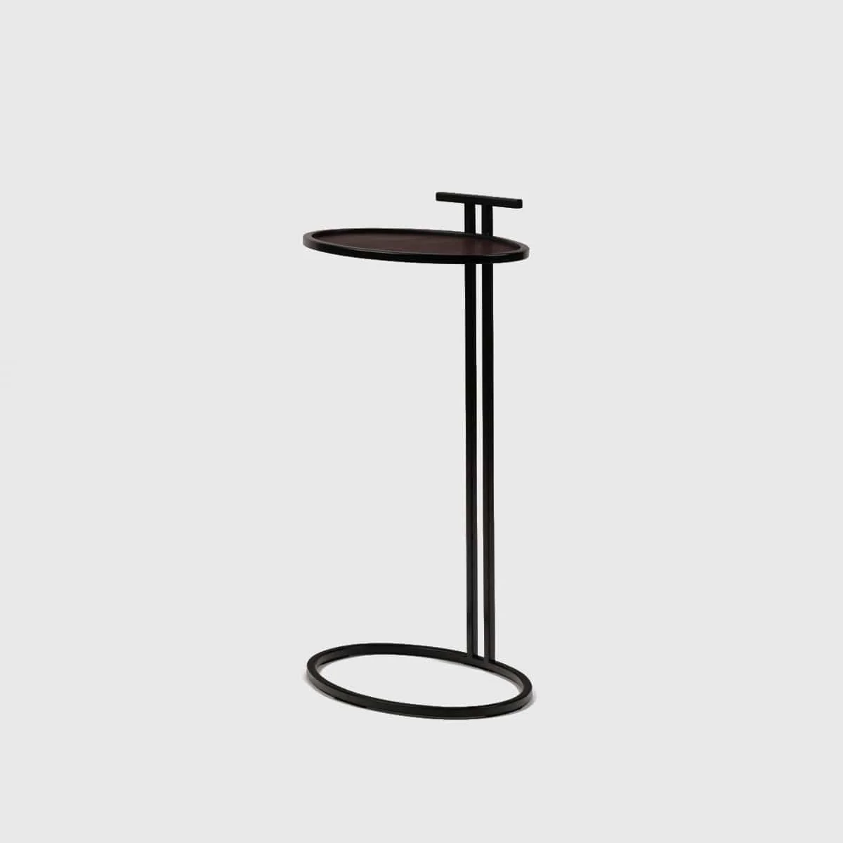 Cocktail Table Oval Burgundy Leather
