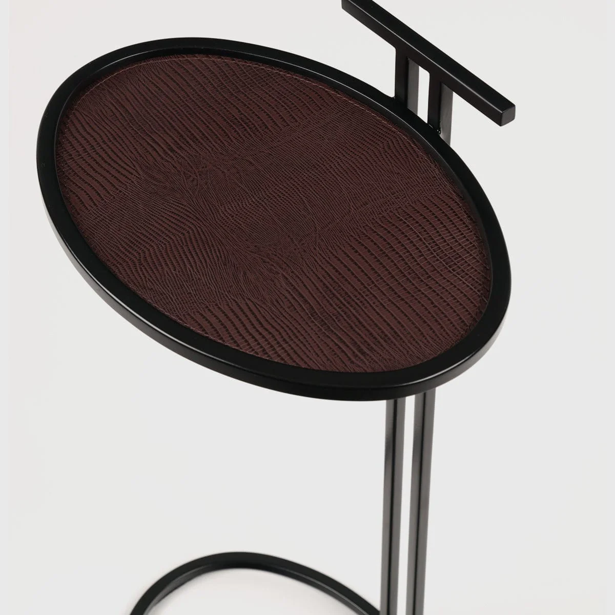Cocktail Table Oval Burgundy Leather - Image 2