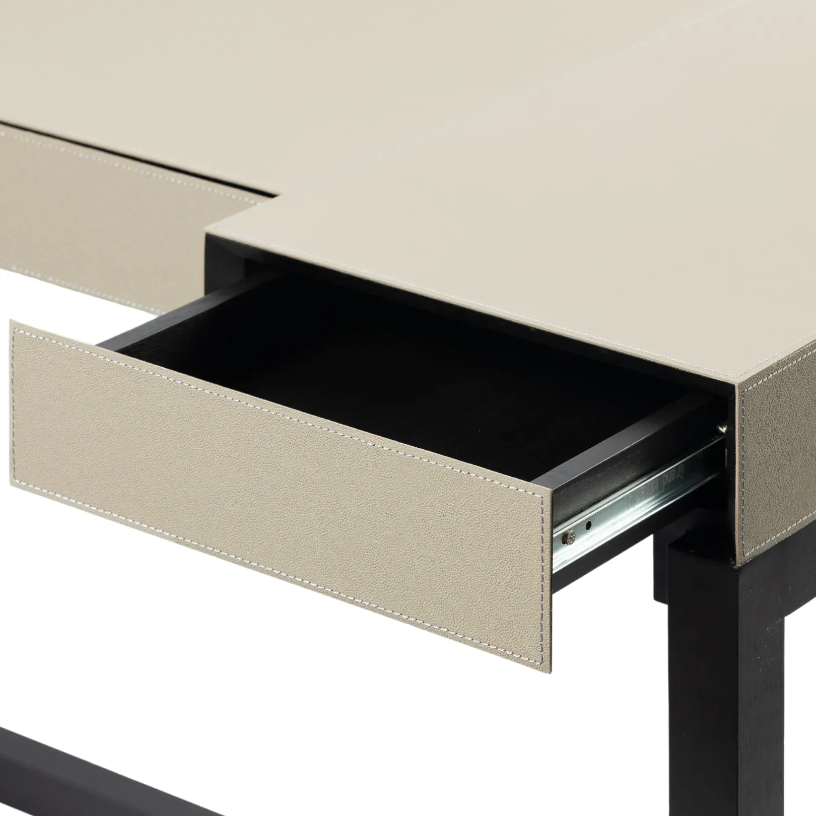 Compact Desk and Chair French Grey Leather - Image 3