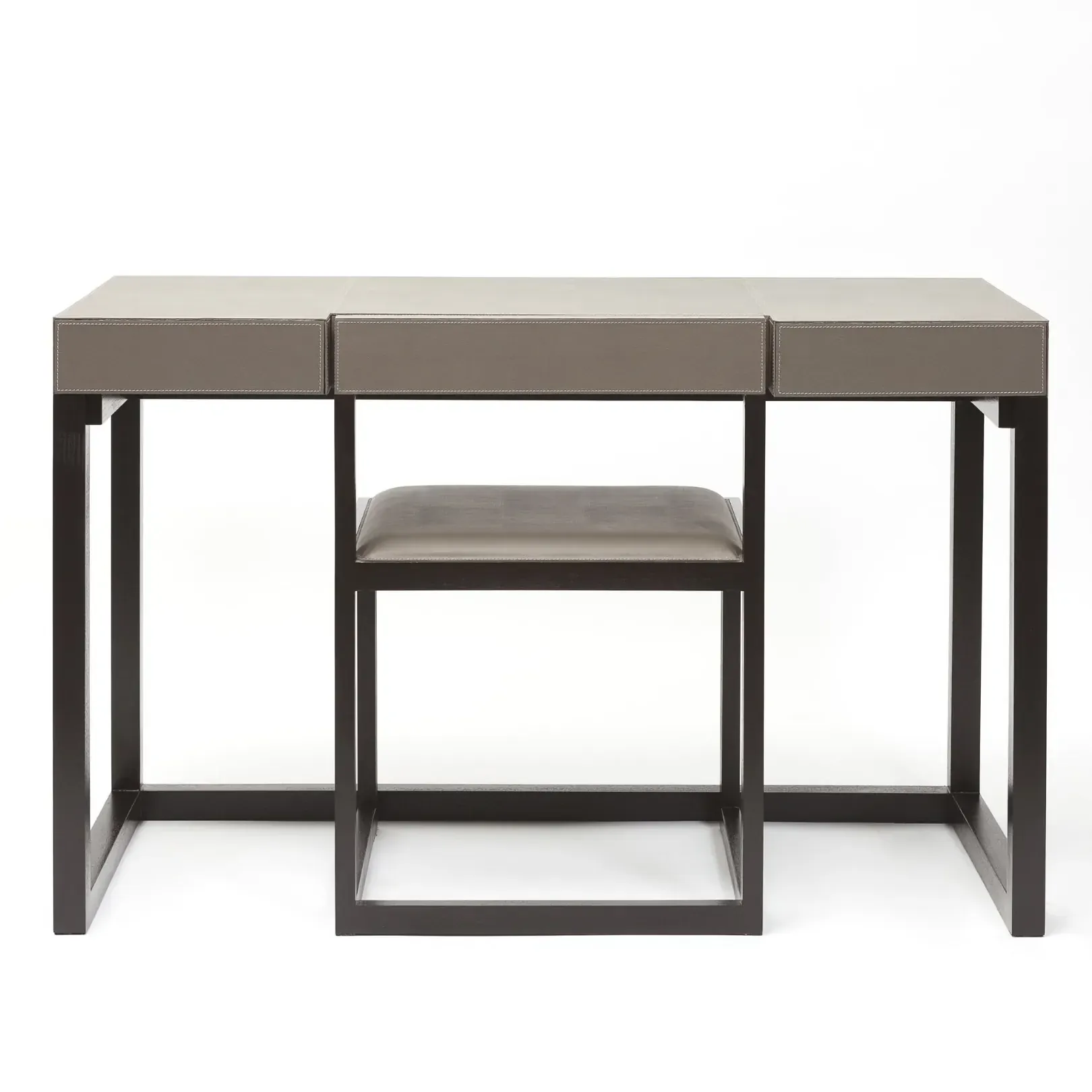 Compact Desk and Chair French Grey Leather - Image 7