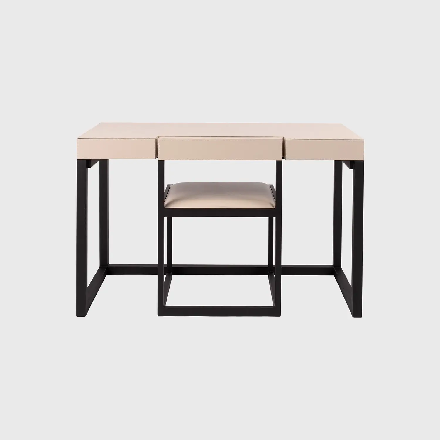Compact Desk and Chair Pumice Leather